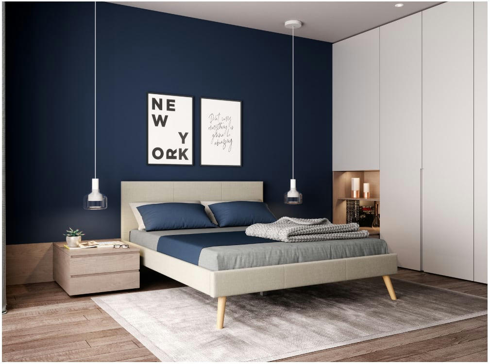 LODI - Cadre de lit avec sommier à lattes - Beige- Largeur 140 cm
