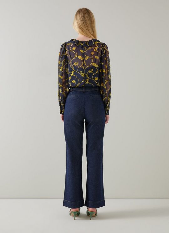 Erin Spring Navy & Gold Floral Blouse