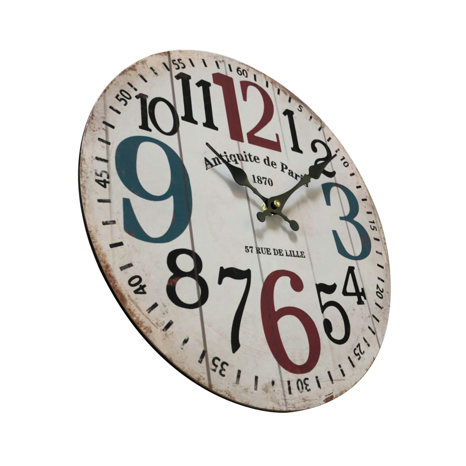 - Horloge murale ronde effet bois blanc rouge et bleu ø 33,8 cm