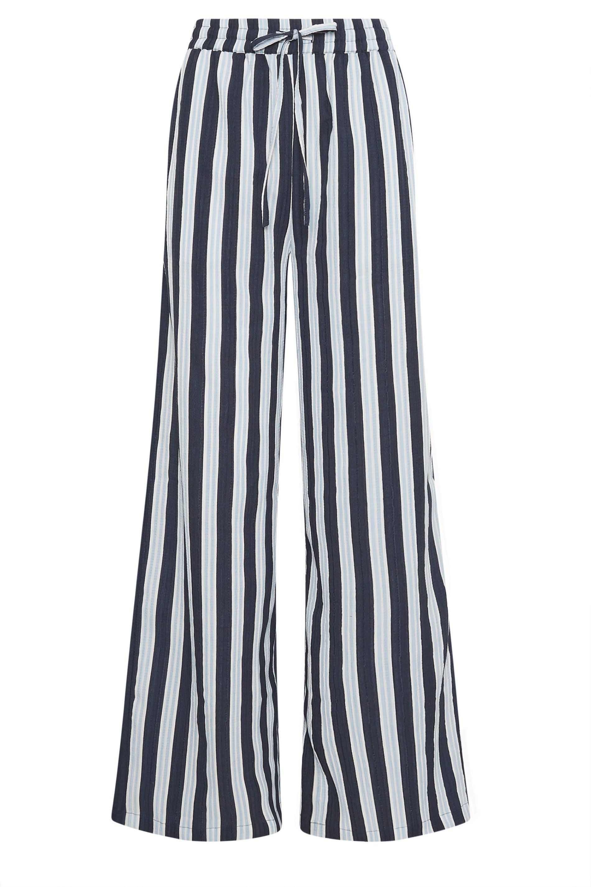 Long Tall Sally Tall Stripe Textured Wide Leg Trousers