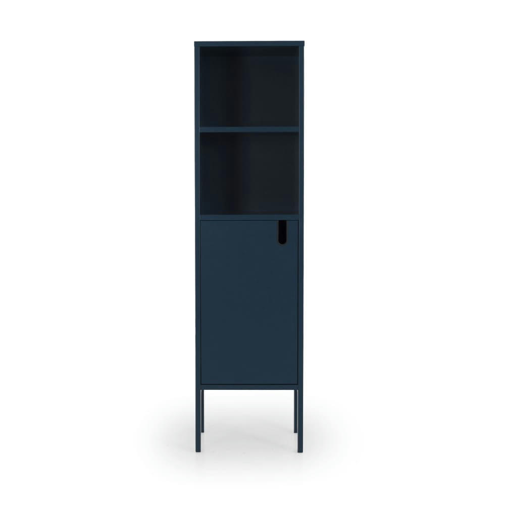 UNO - Colonne de rangement en bois 1 porte 2 niches H152cm bleu canard