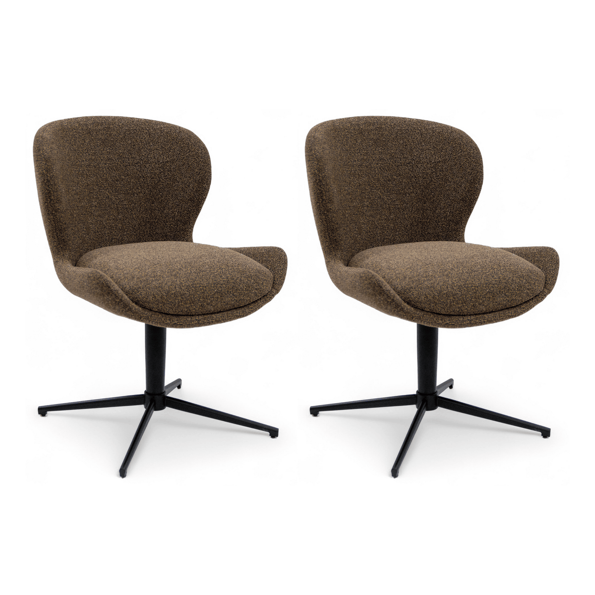 Furnhouse eetkamerstoel Nicklas - Donkerbruin - Stof (Bouclé) - Set van 2