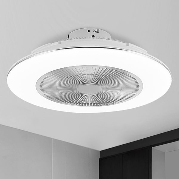 22" 7-Blade Low Profile White Enclosed Caged LED Ceiling Fan with Remote - 22in