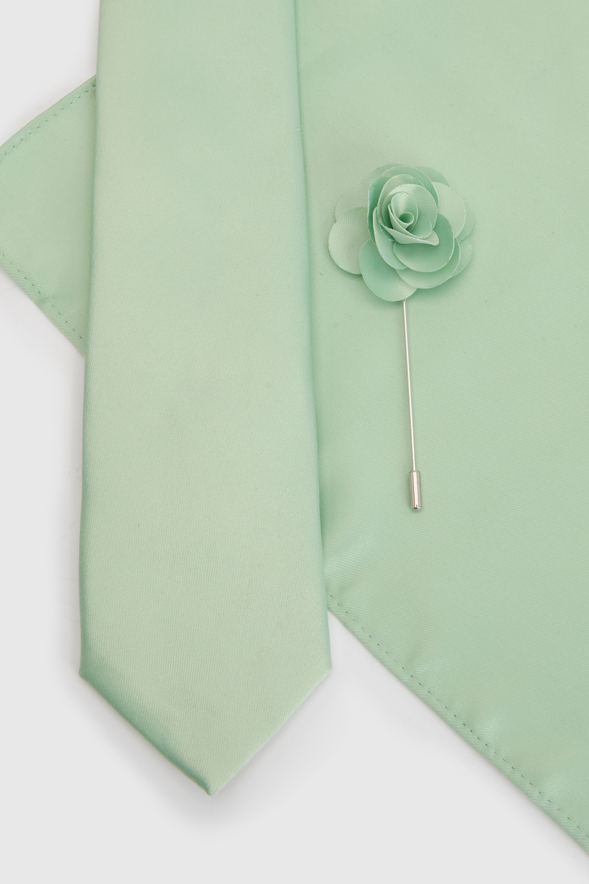 Burton Sage Tie With Pocket Square and Lapel Pin