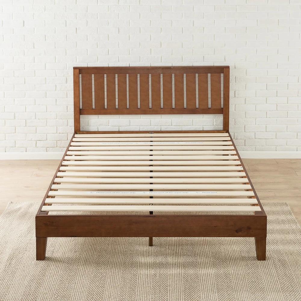 Priage by Zinus Antique Espresso Wood Platform Bed