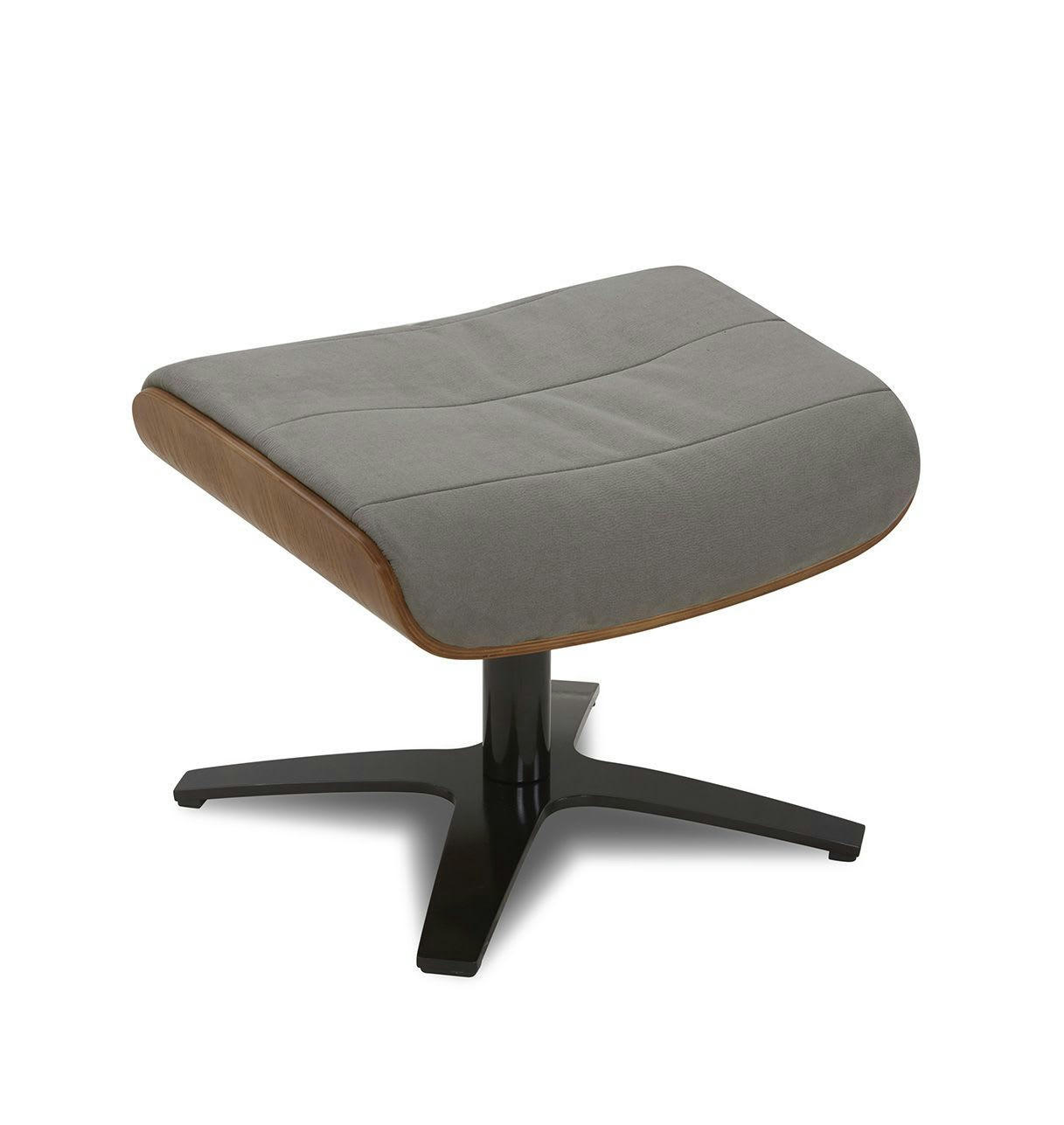 VÉGA - Pouf Microfibre et Chêne Naturel - Microfibre Anthracite