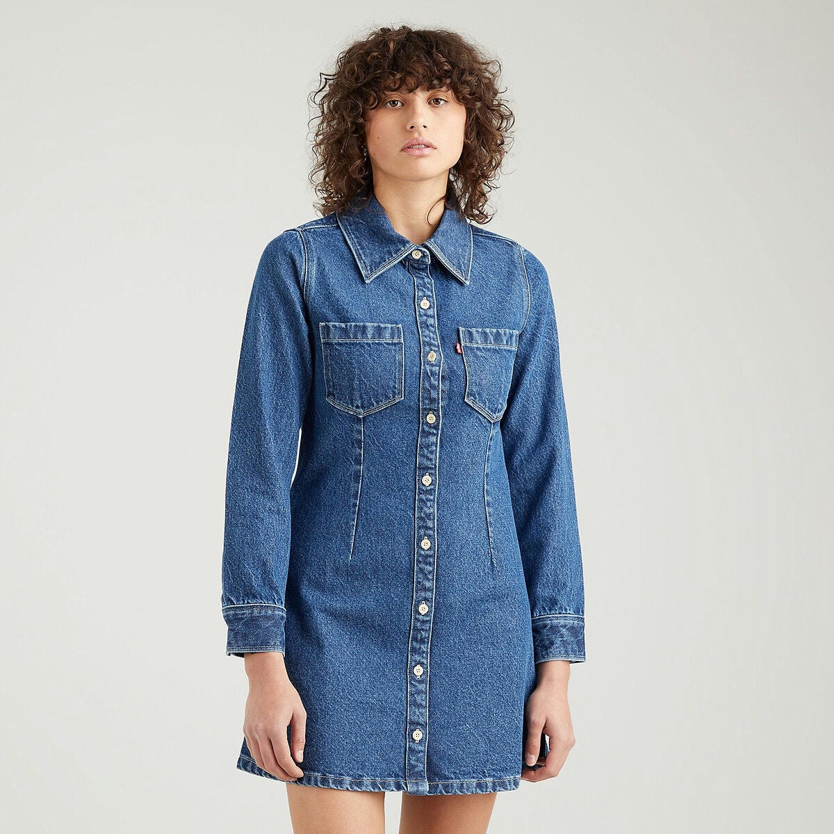 Robe chemise courte en jean