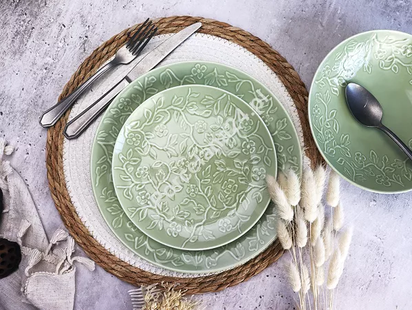 Komplet talerzy na 6 osób (18 el) Lubiana - Hanami Pistacjowa Zieleń