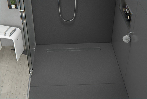 Caniveau de douche à l'italienne Acier inox à carreler avec Siphon, Drain de cabine Filtre anti-odeurs - FlexGT01-3 - 90cm