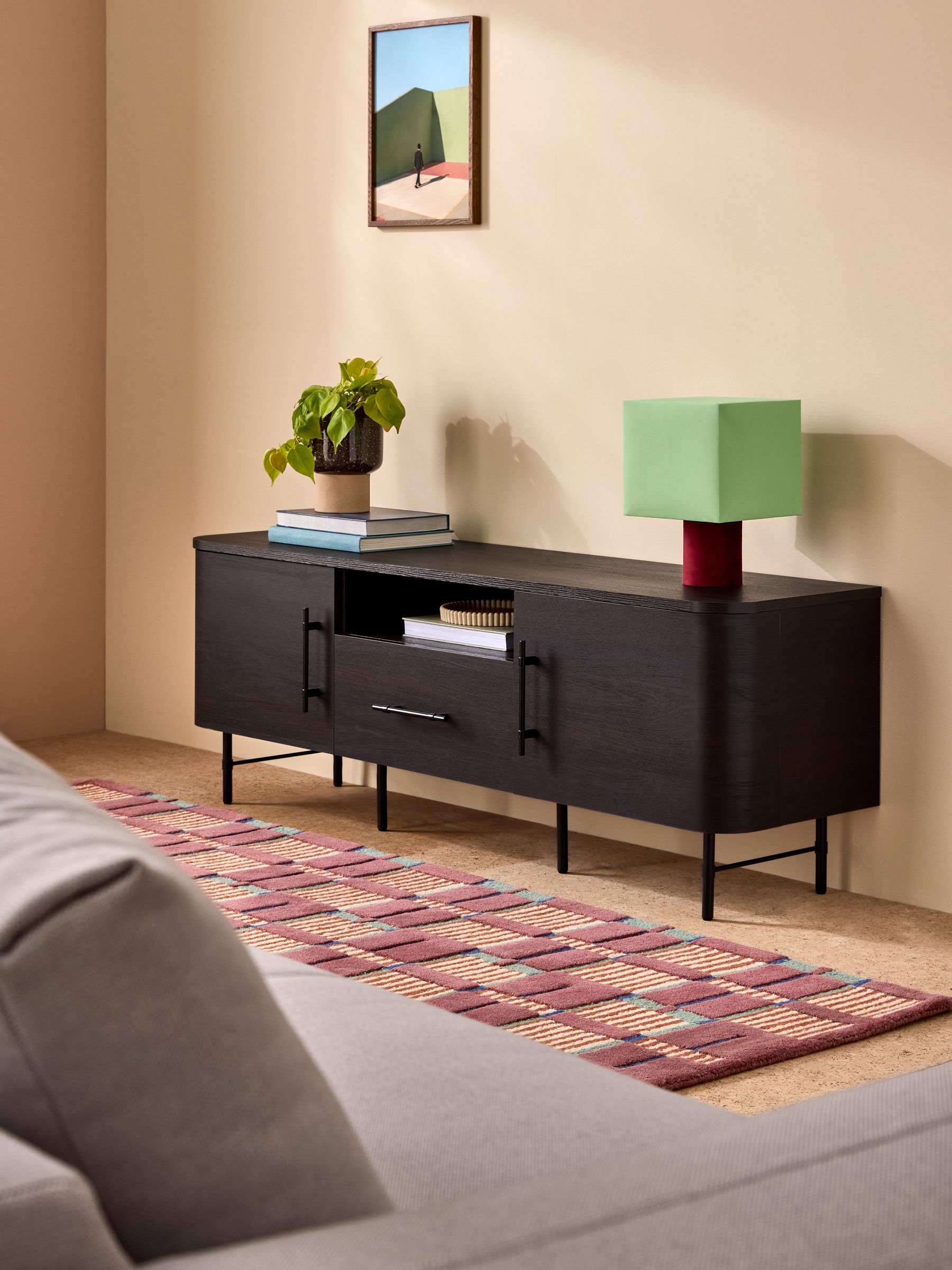 Zeke Wide Up to 58 Inch TV Unit in Dark Oak Effect