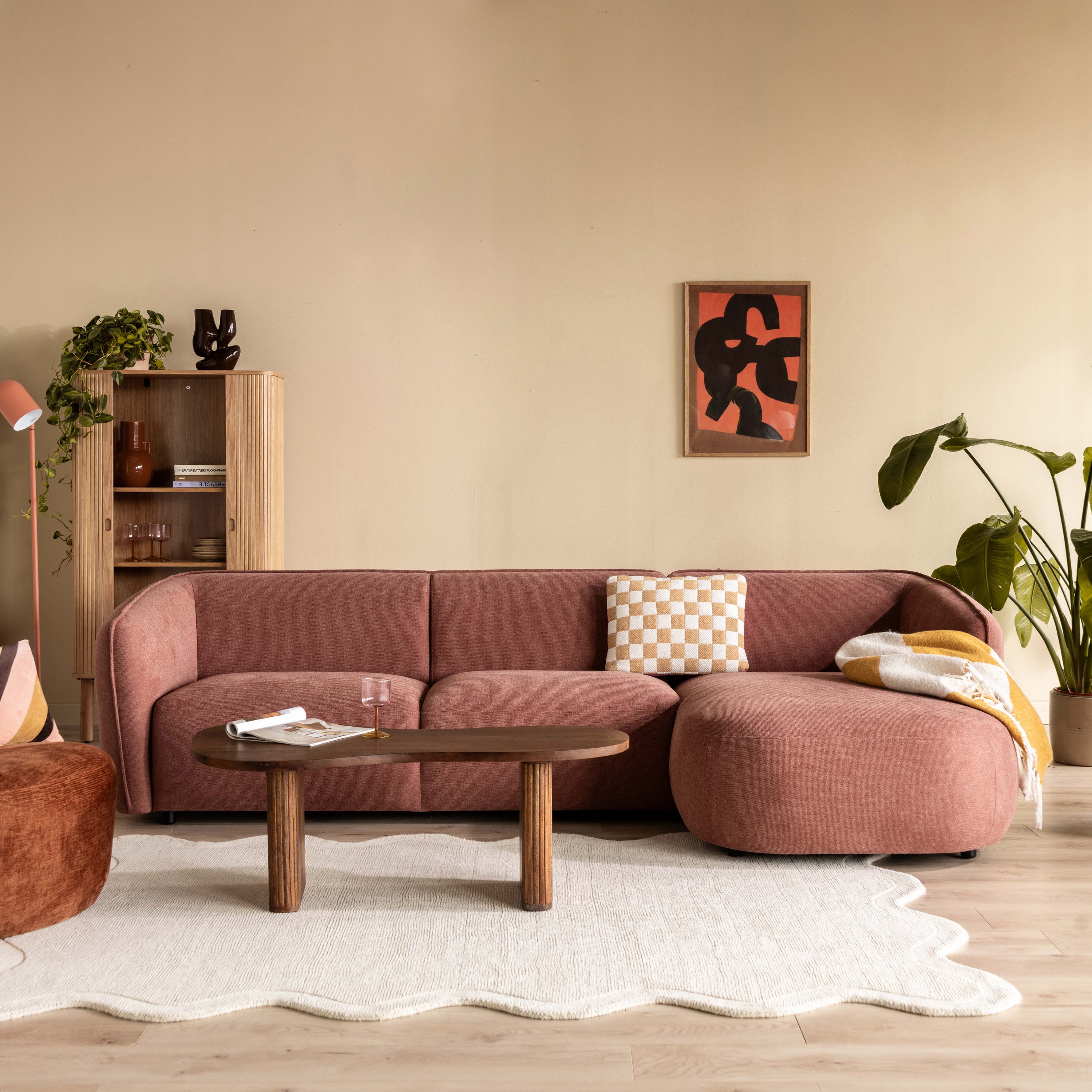 by fonQ Soft Hoekbank met Chaise Longue Rechts - Micro Chenille - Oud