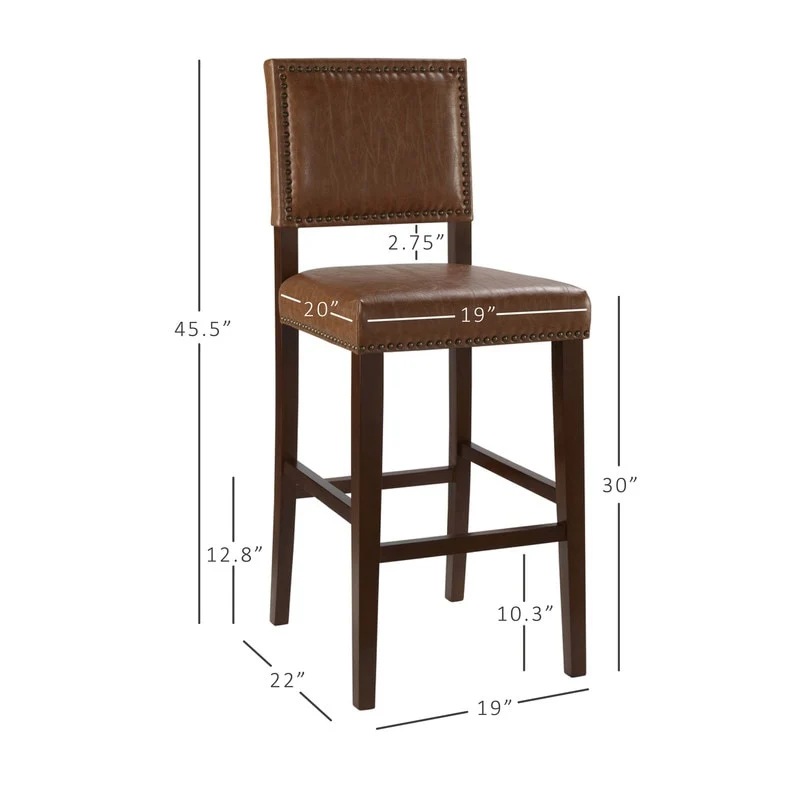Linon Amaravati Faux Leather Caramel 30-inch Bar Stool