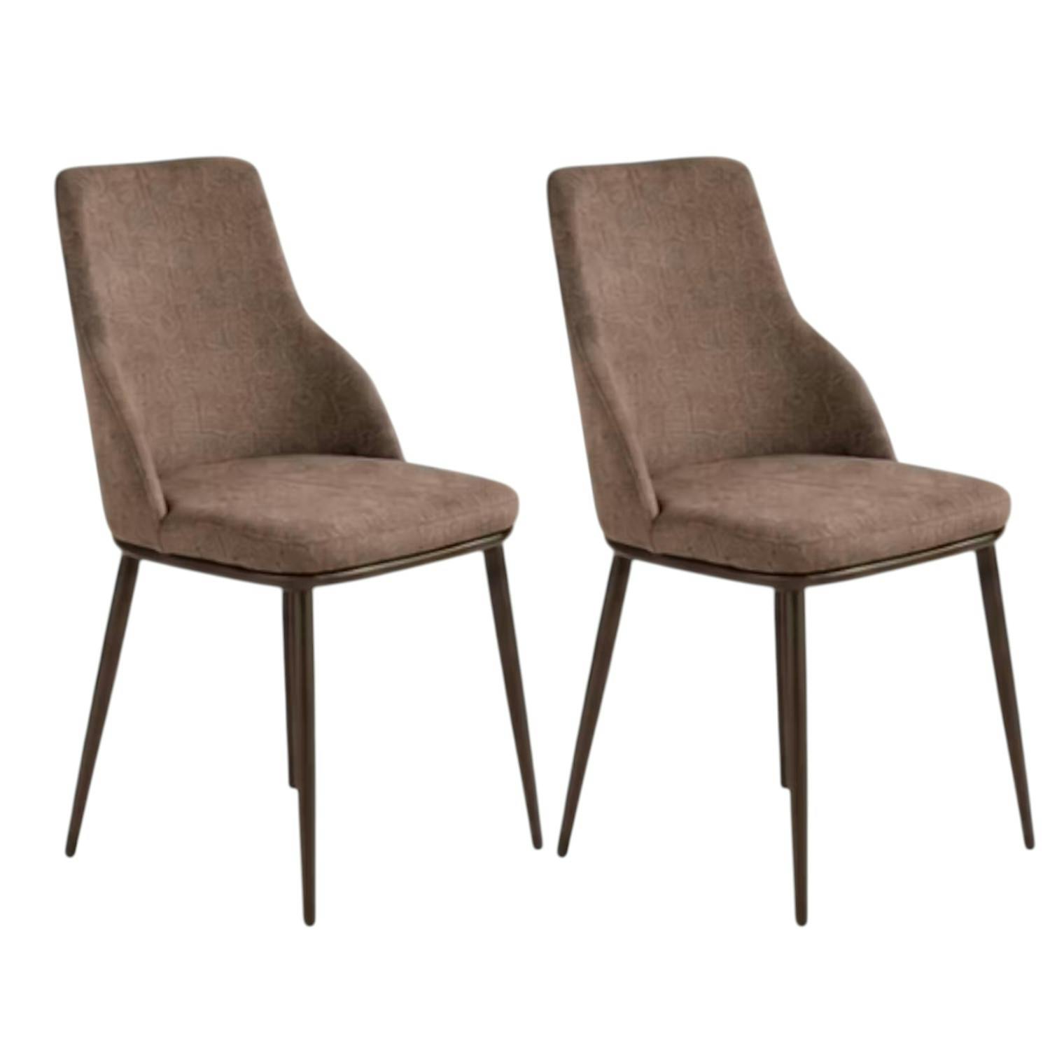 Chaise tissu marron pieds bronze (x2) AUREN