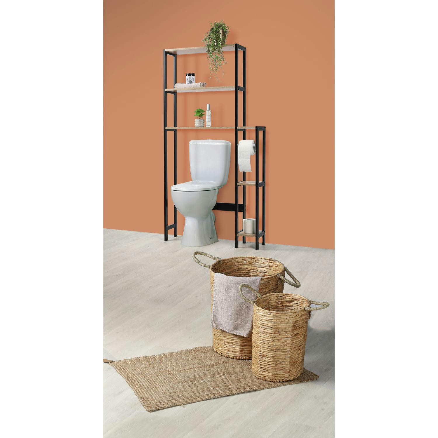 COLORADO - Etagère contour de wc 5 niveaux en mdf et métal beige