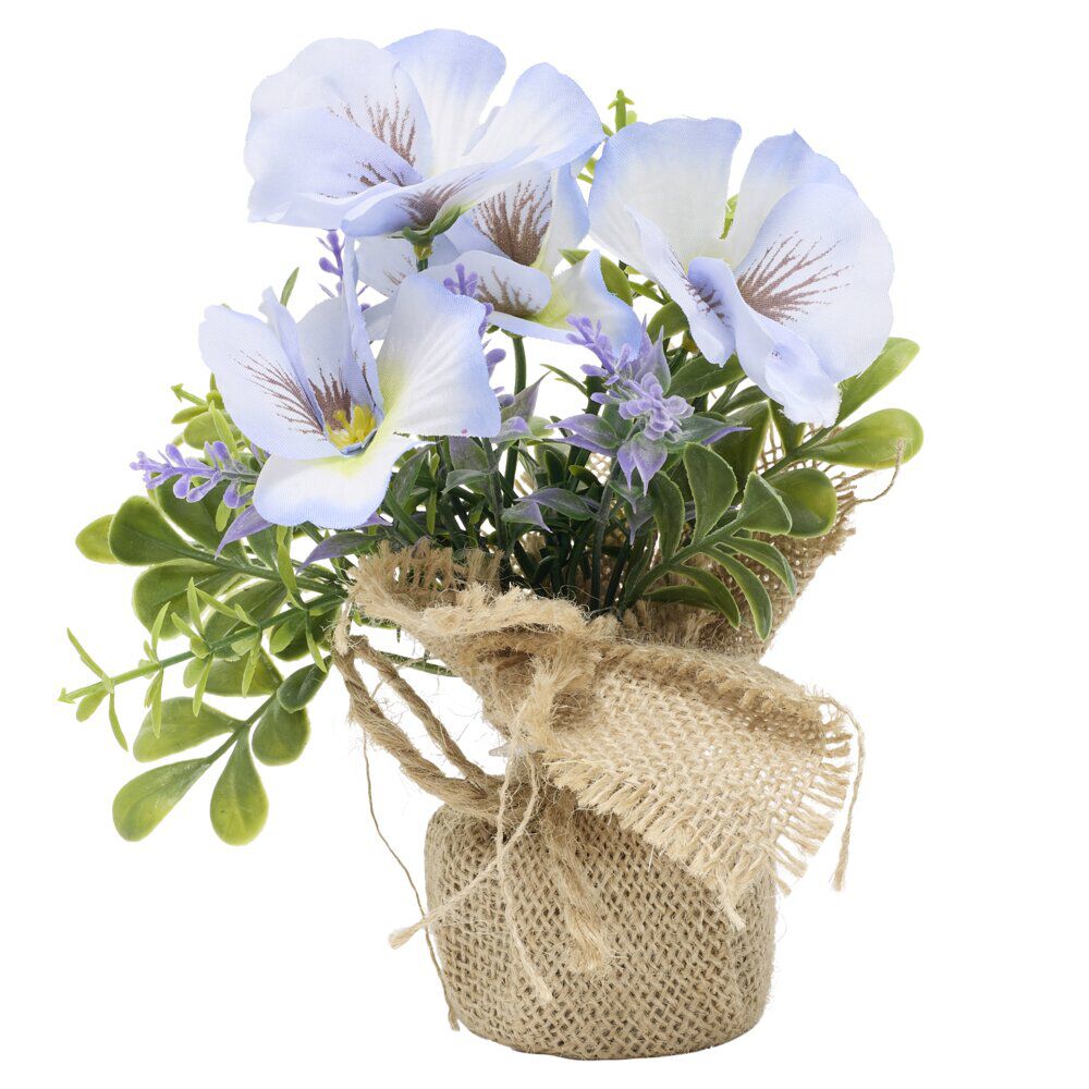 Fleur en pot jute anémone bleue Ø15xH17cm
