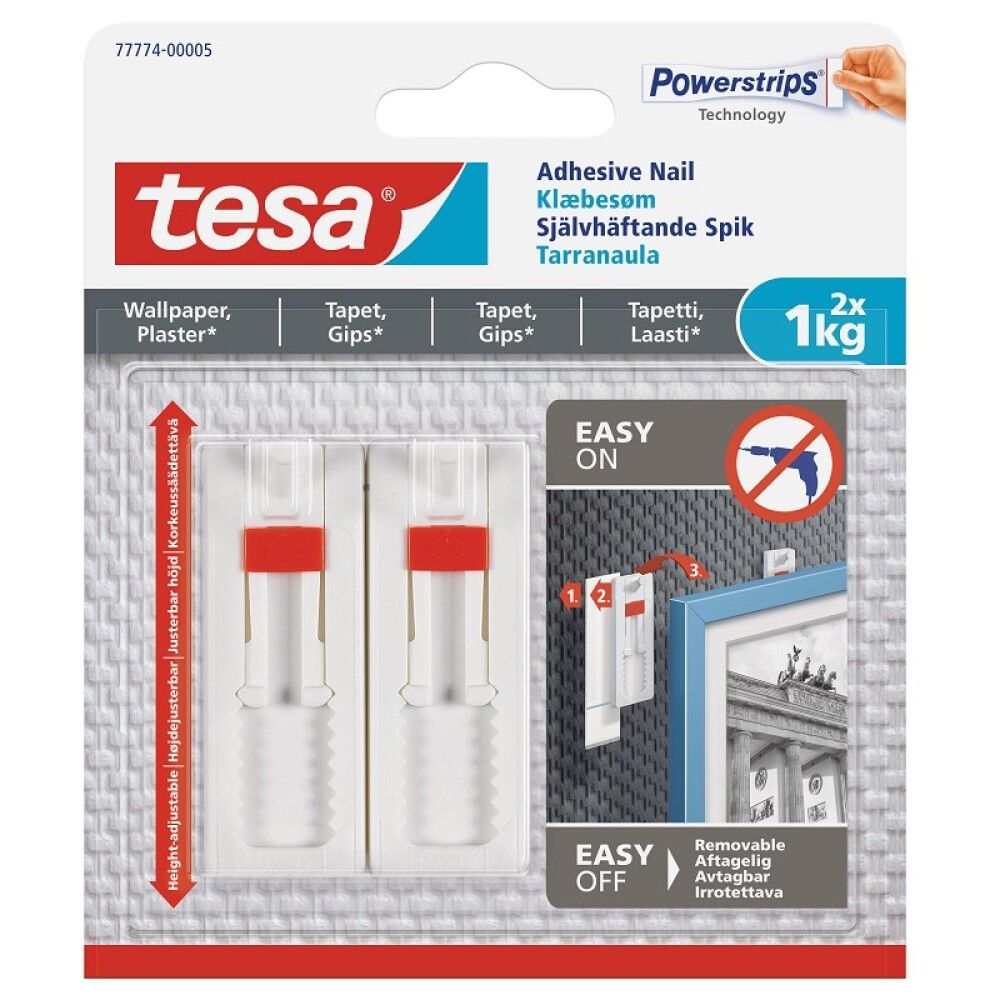 SELVKLEBENDE SPIKER TESA TSMS TAPET JUSTERBAR 1KG 2PK