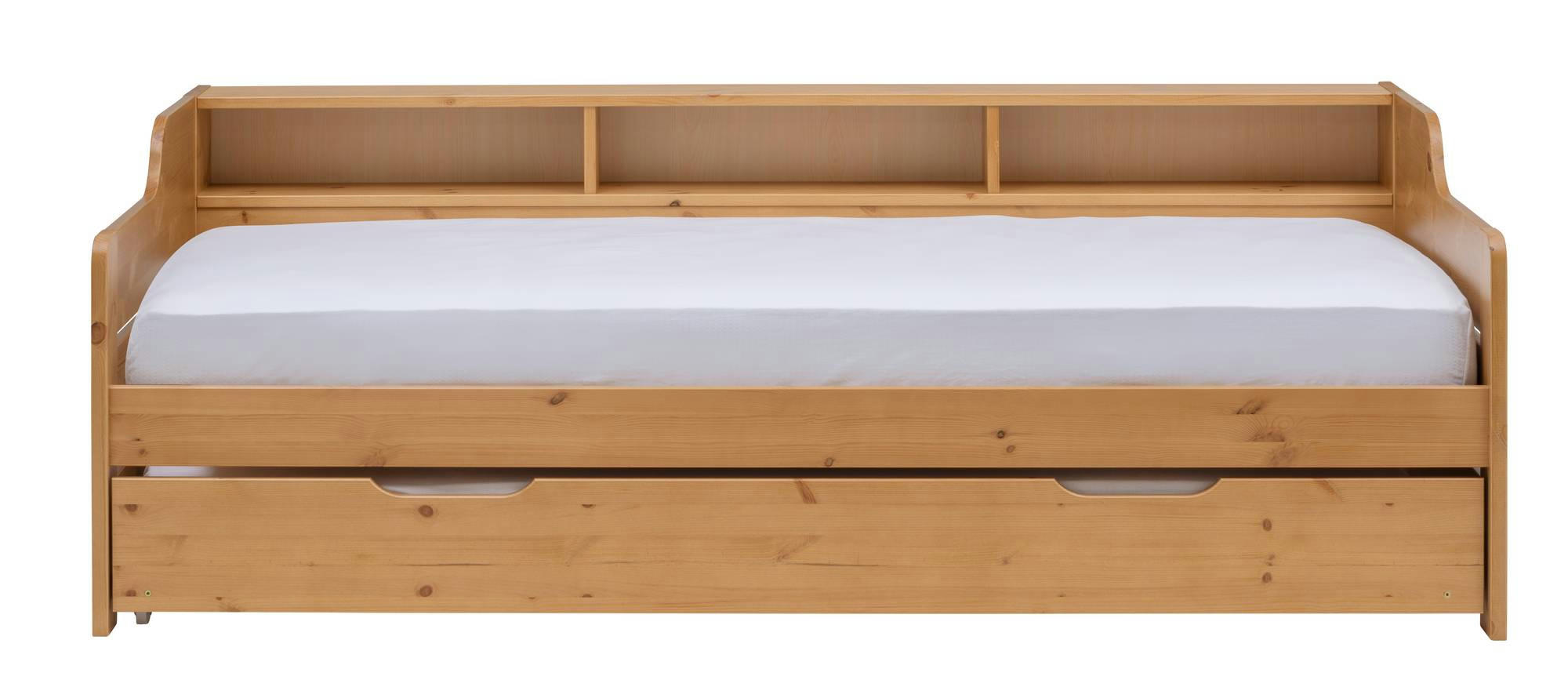 TIMEO - Lit gigogne en bois massif vernis 90 x 200 cm