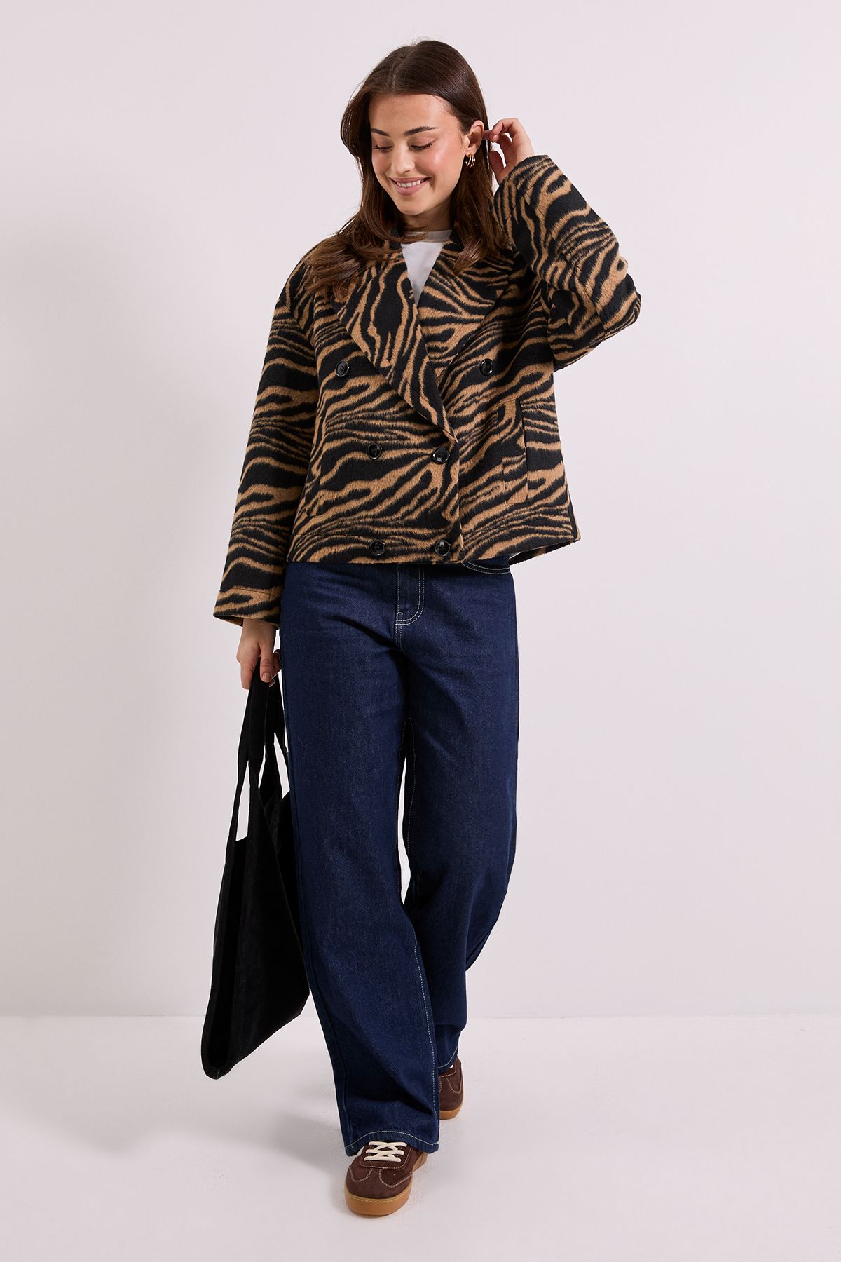 Dorothy Perkins Zebra Printed Boxy Short Coat