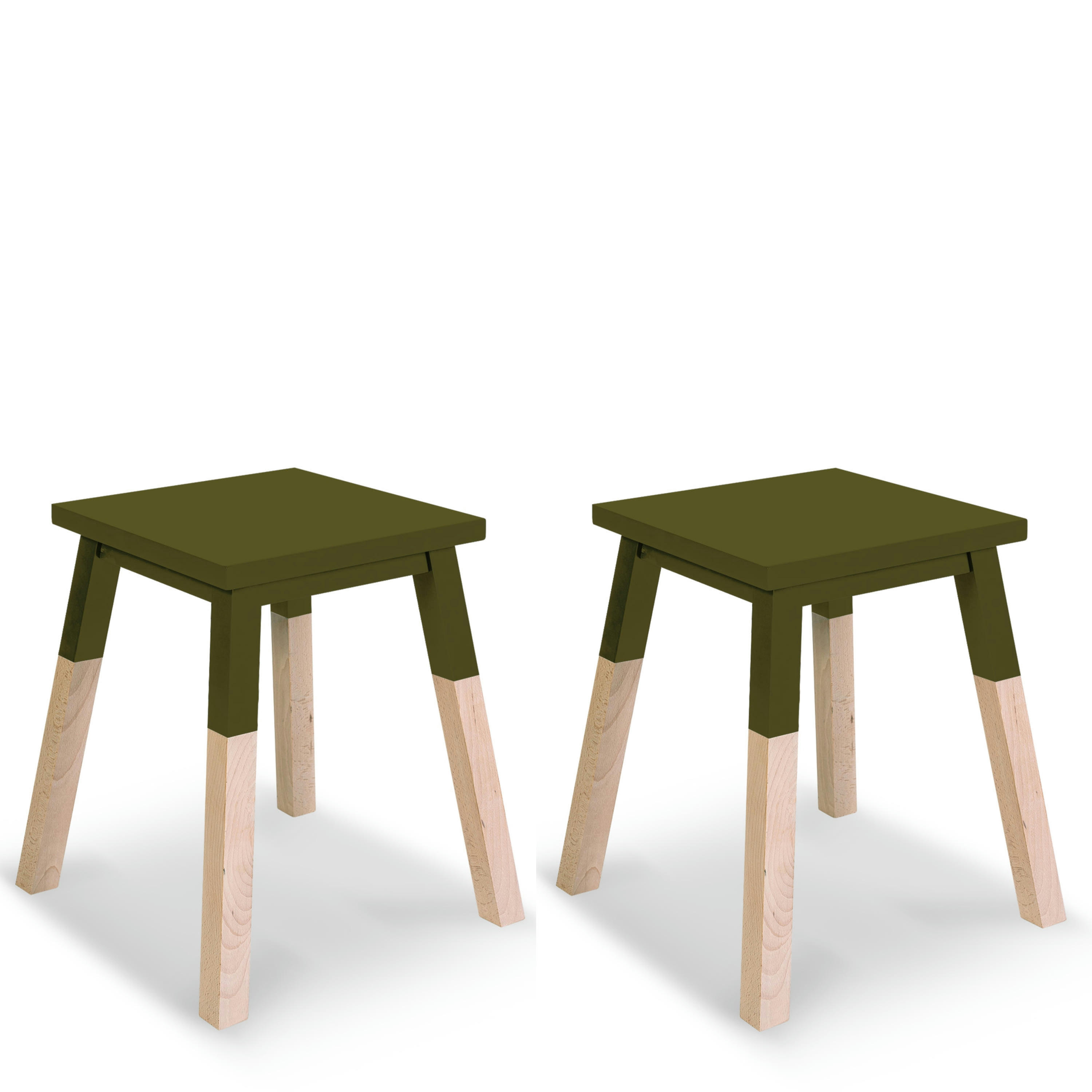 EGEE - 2 tabourets laqués en frêne, assise 35 cm