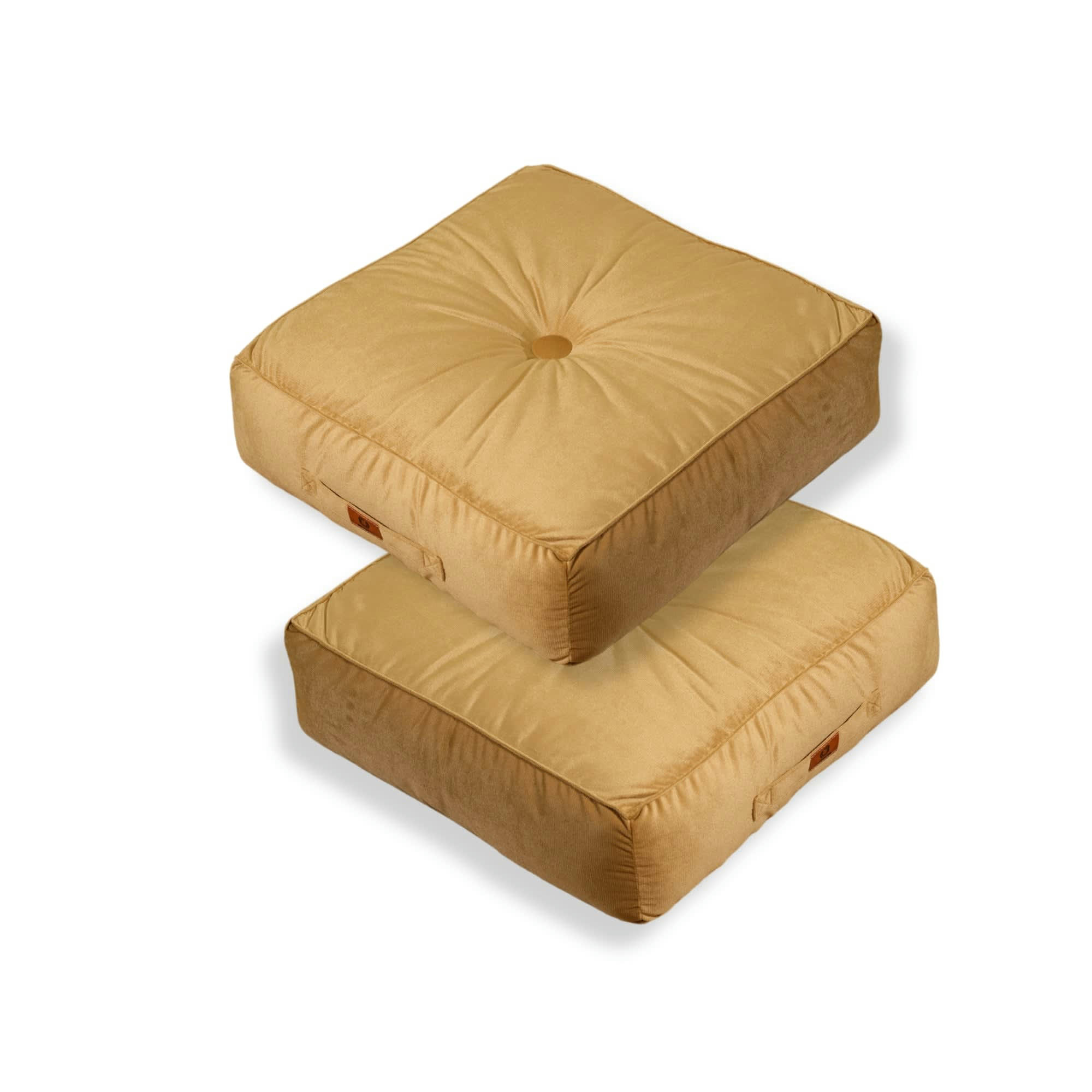 - Pouf en velours 50 x 50 x 14 cm lot de 2 - beige