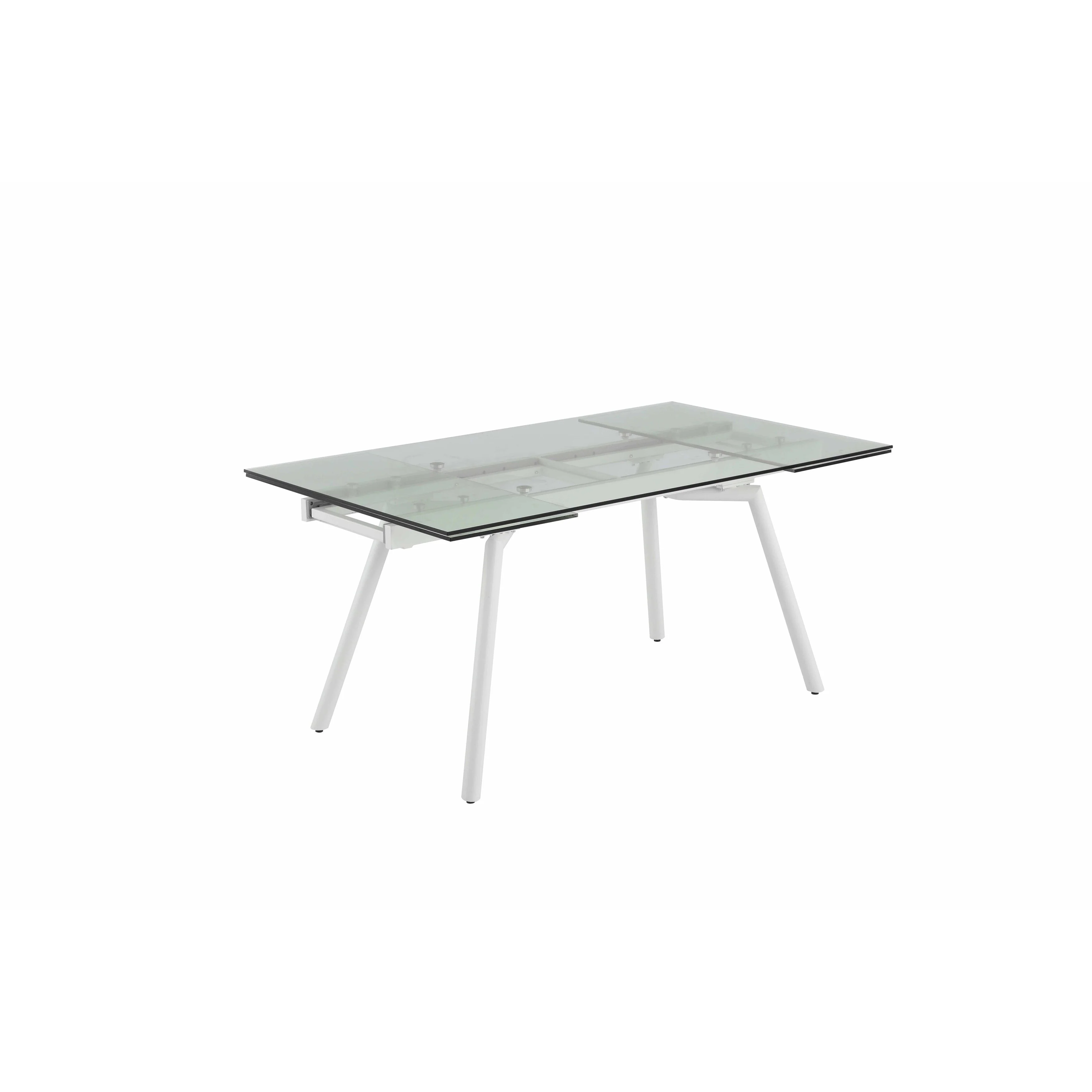Somette Contemporary Extendable Rectagular Clear Tempered Glass Dining Table