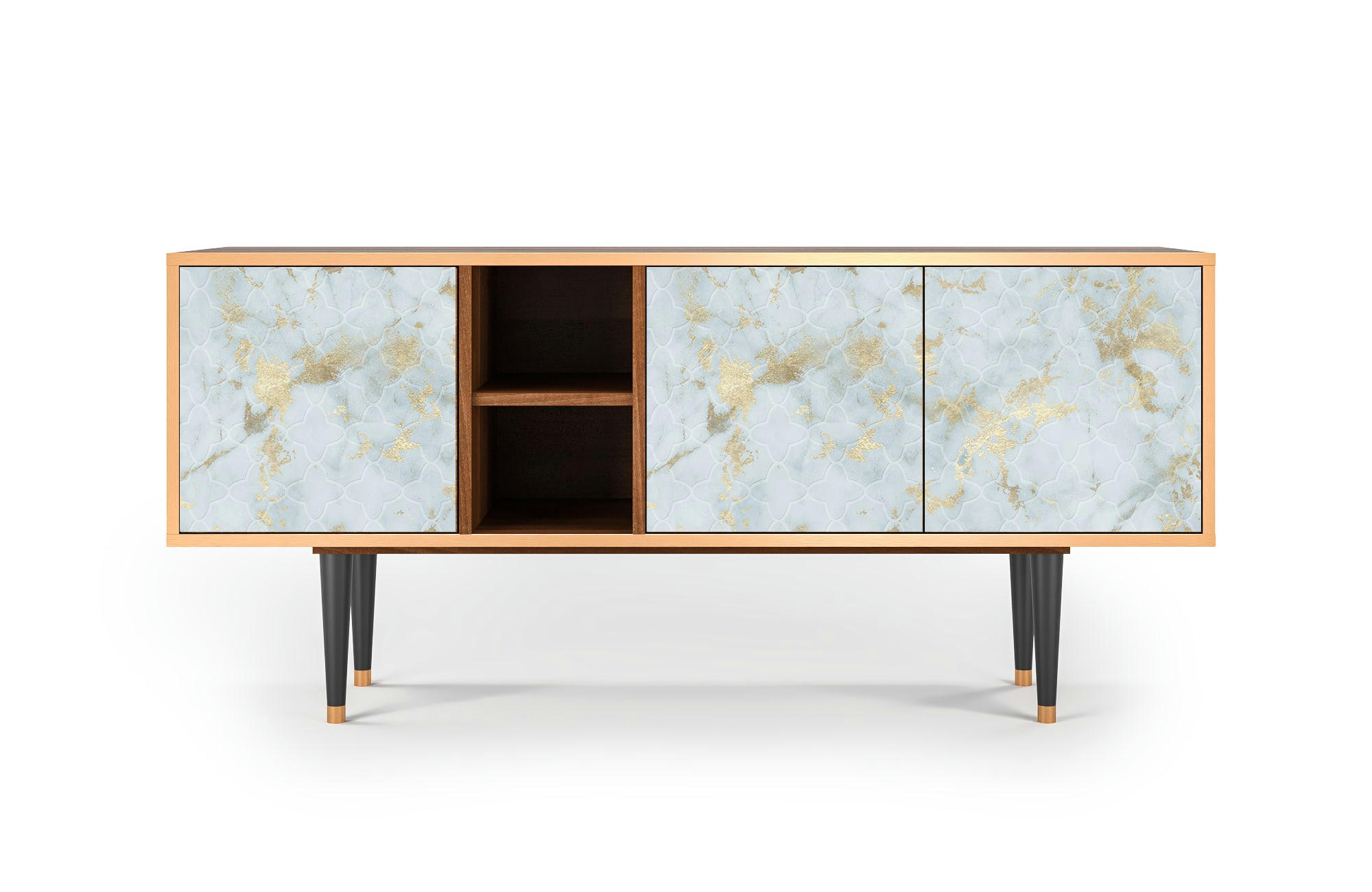 GOLDEN WAVES - Meuble TV  blanc clair 3 tiroirs L 150 cm