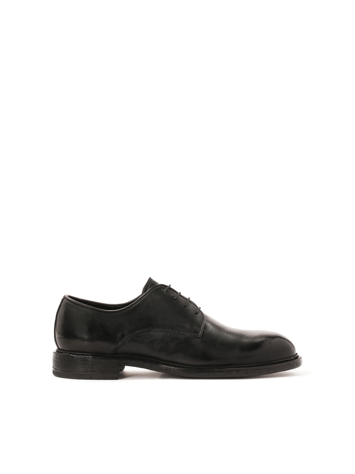 Classic black shoes on a leather sole