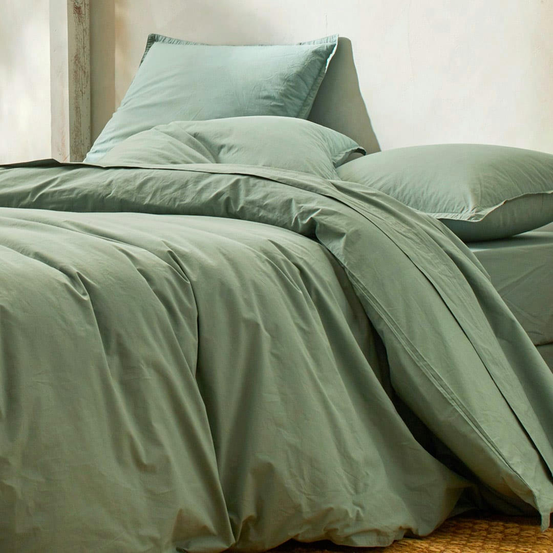 FN PERCAL - Housse de couette en percale de coton organic 240x220 cm vert clair