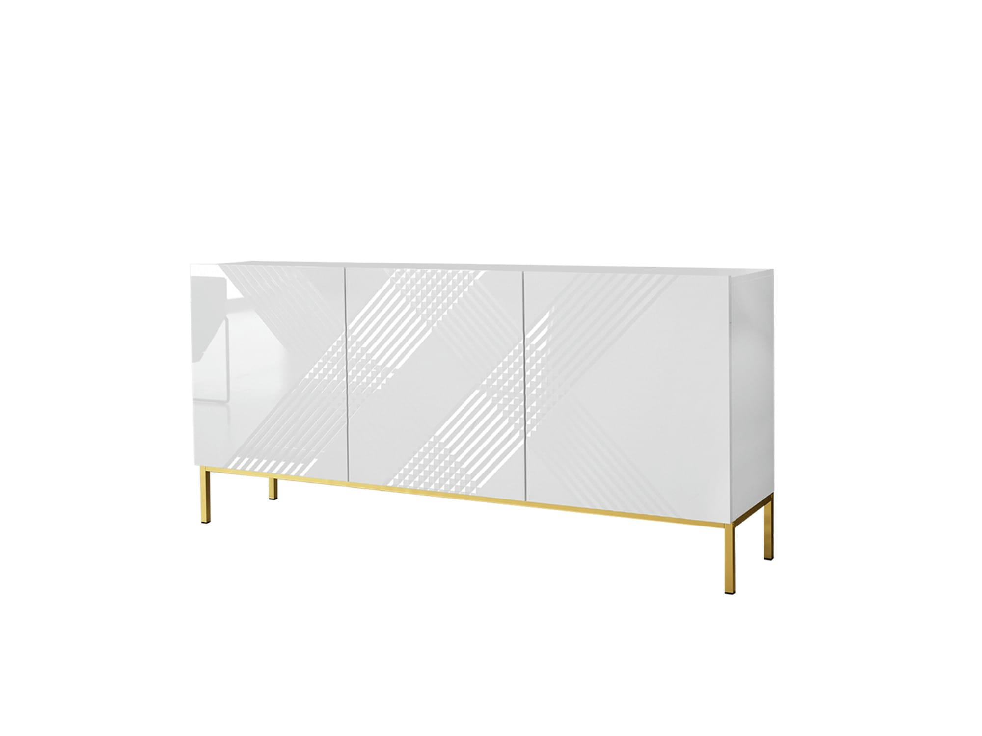 CELESTE - Buffet bas contemporain 160 cm blanc / doré