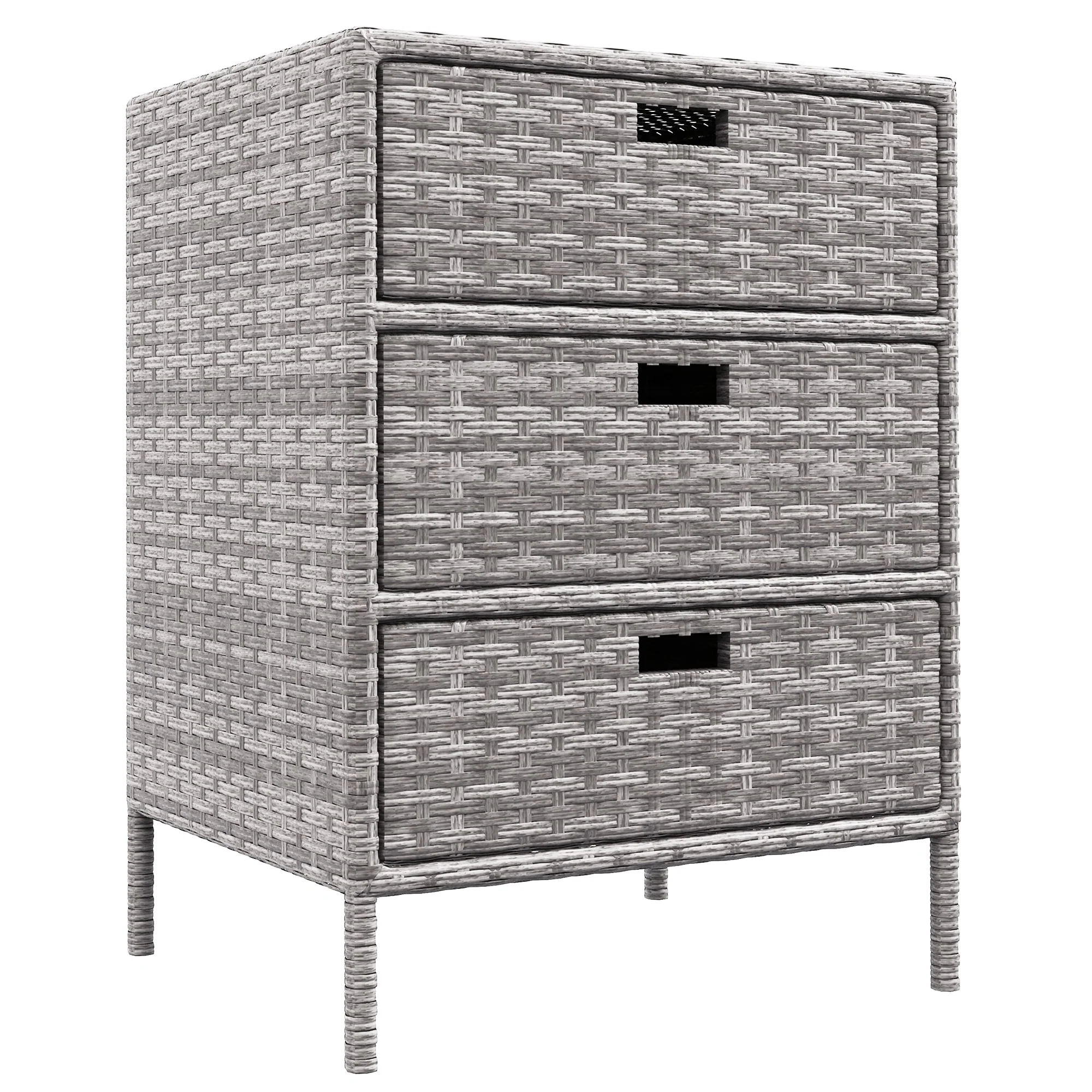 Outsunny Outdoor Towel Cabinet, PE Rattan Pool Storage Organizer, Freestanding Outdoor Towel Rack for Pool