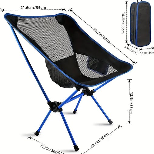 NNETM Ultralight Folding Camping Chair with Side Pocket - Sapphire