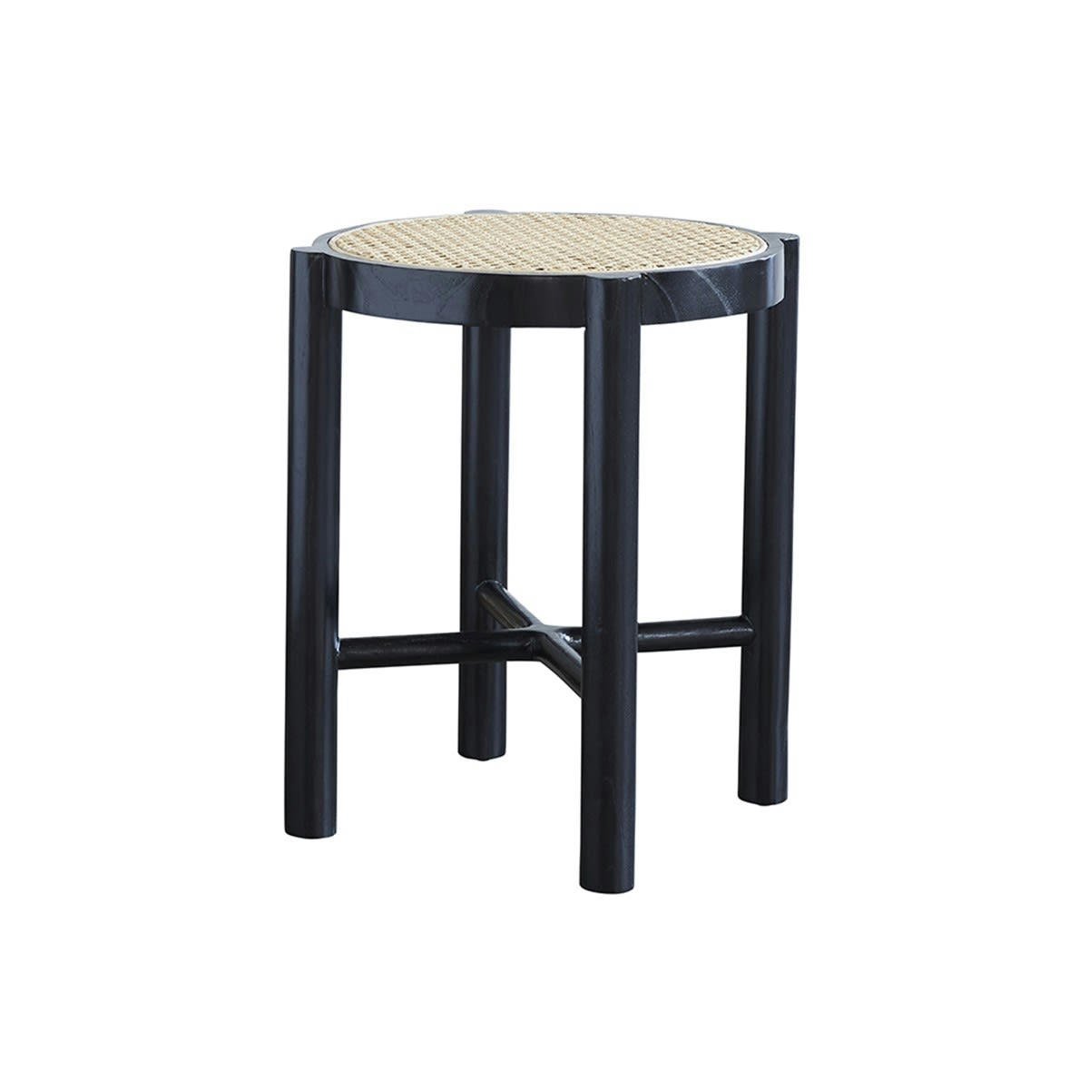 HANA - Table de chevet en acajou massif et cannage noir