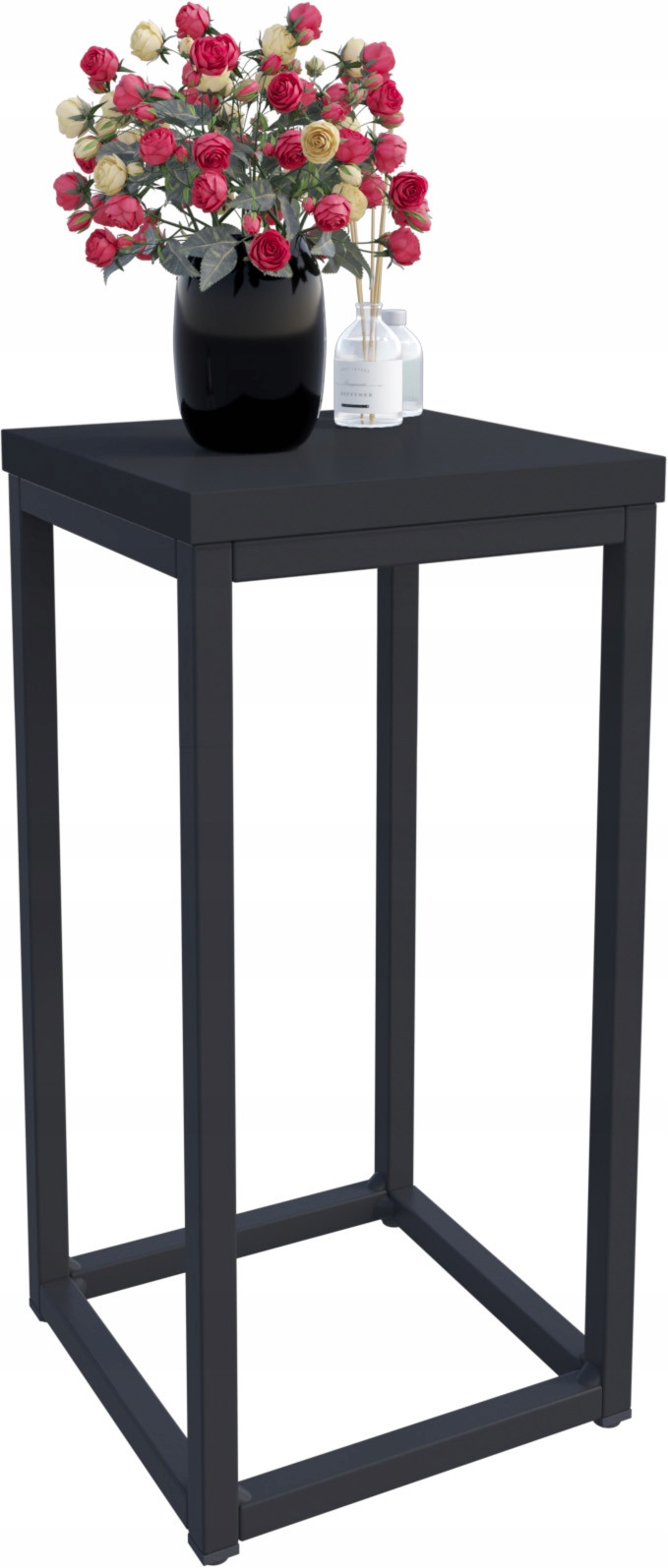 Nowoczesny Stojak Na Kwiaty 20x20x39 Loft Salon Czarny Czarny MiniPearl