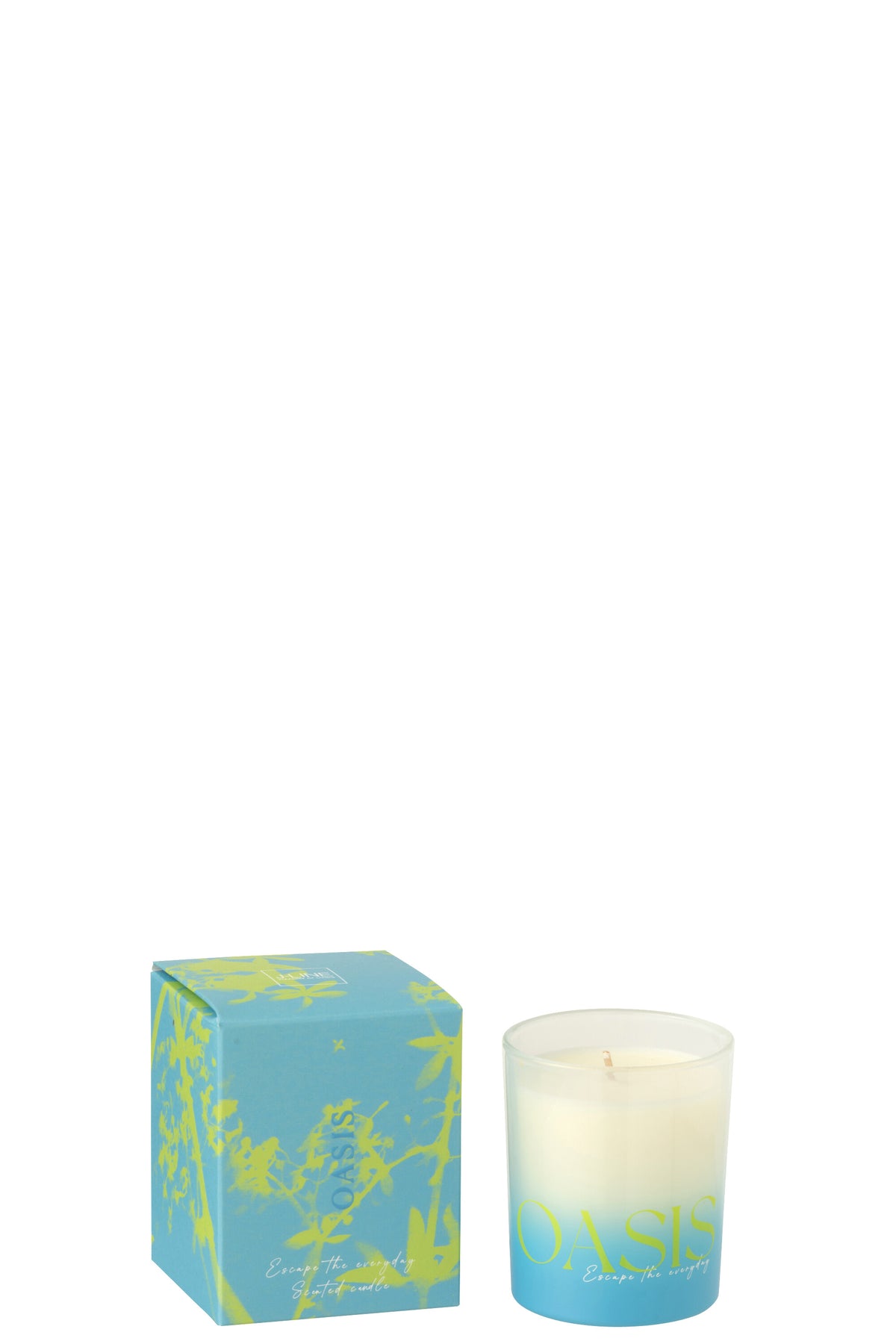 J-Line geurkaars Oasis - Spring Ivy & Neroli - polyresin - blauw/groen - small