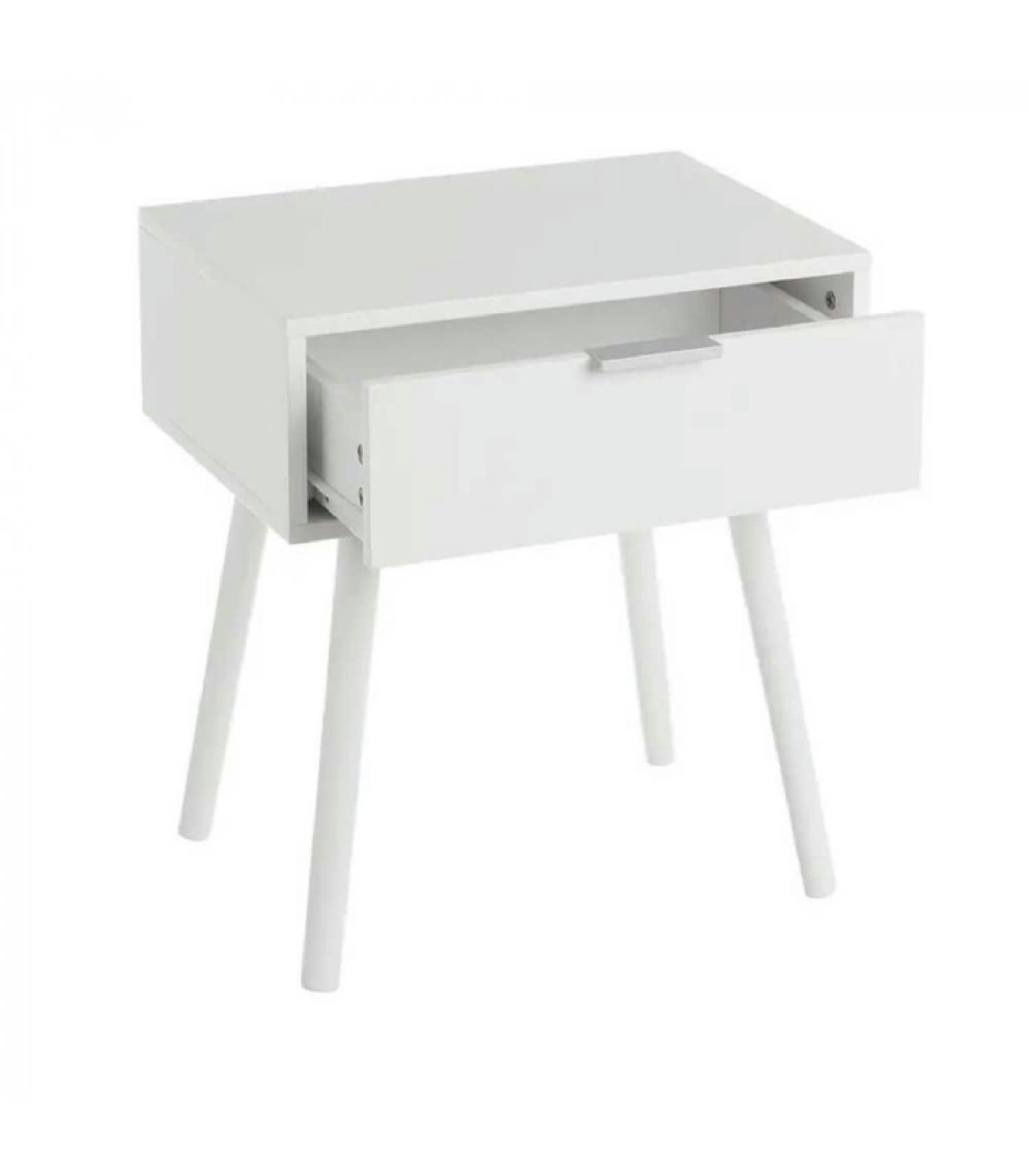BOIS - Table de chevet en bois blanc 1 tiroir