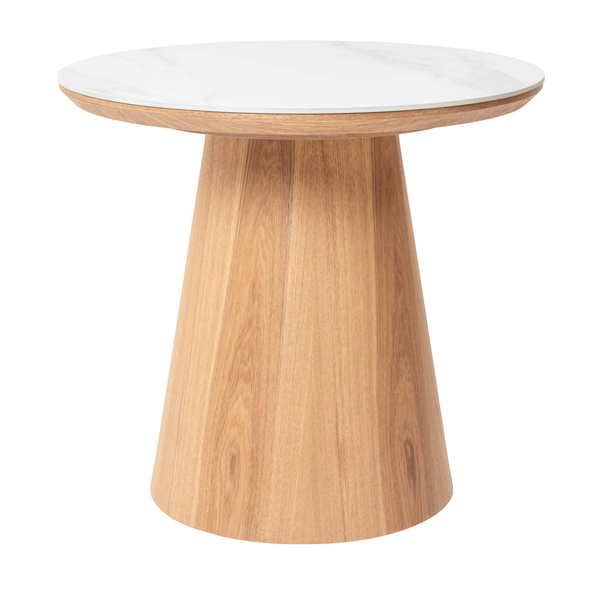 Giga Meubel Bijzettafel Alba - Wit Keramiek/Naturel - Ø60x55cm