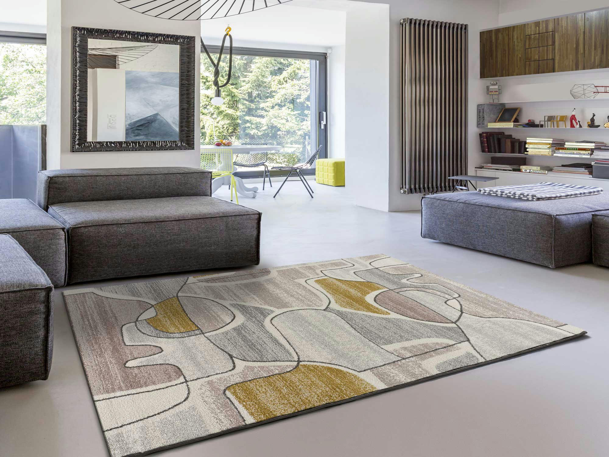 ASHLEY - Tapis géométrique multicolore, 135X190 cm