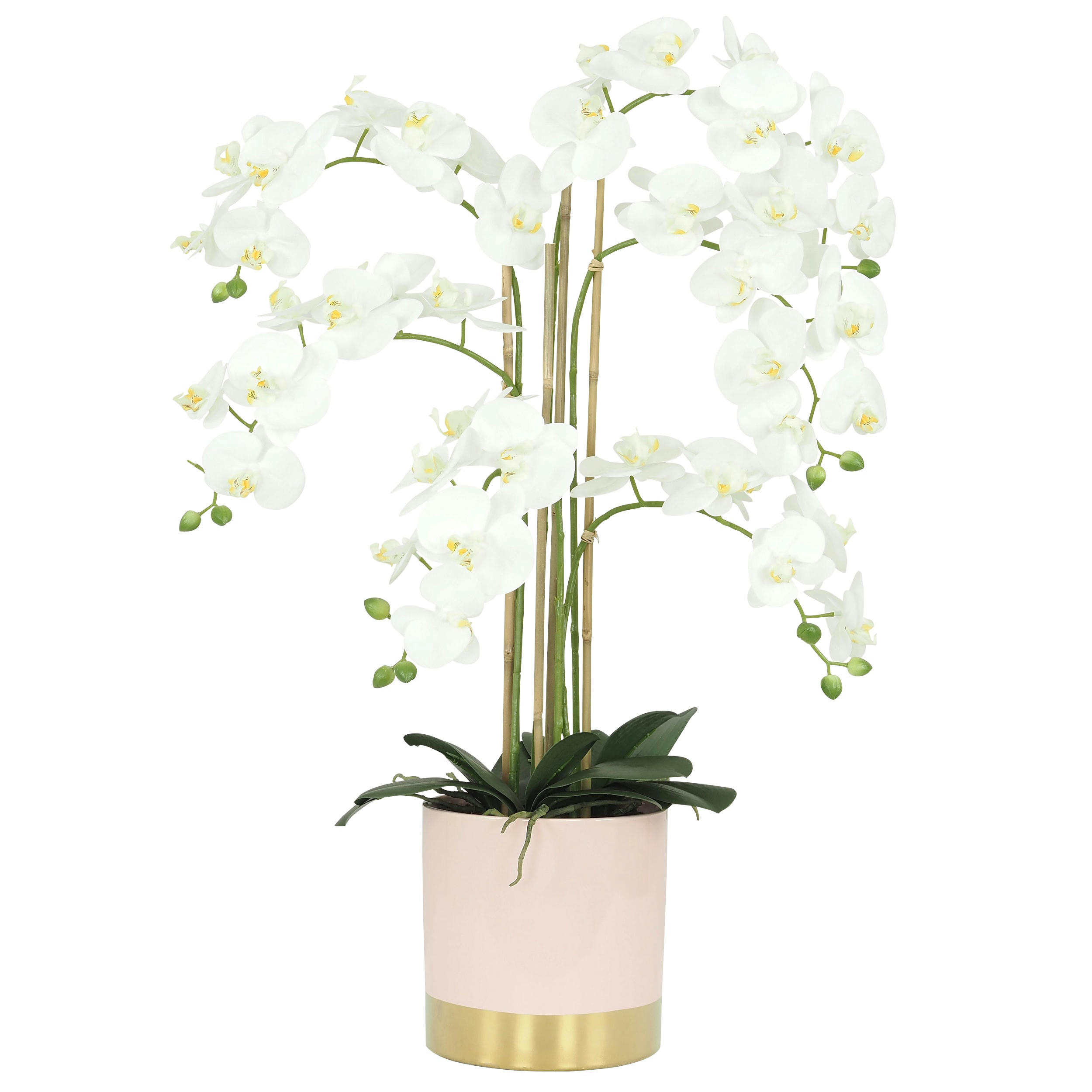 - Orchidées artificielles pot rose et or 80cm