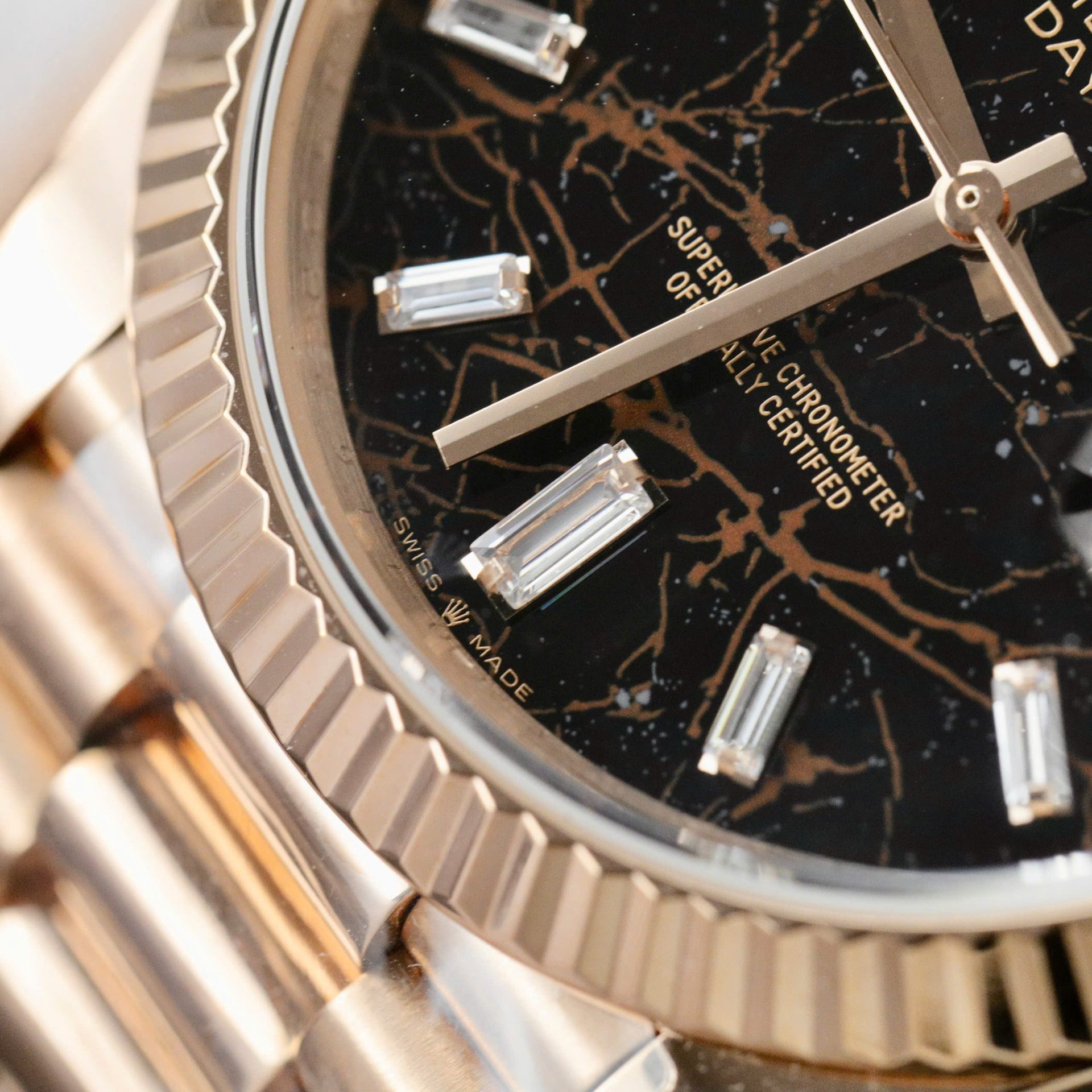 Rolex Day-Date RG Plated Eisenkiesel Dial CZ Diamonds 36mm Super Clone