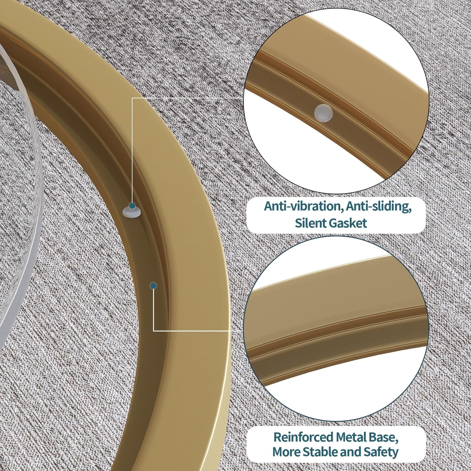 Small Glass Coffee Table Round Gold Coffee Table for Small Space Modern Simple Center Table with Gold Frame