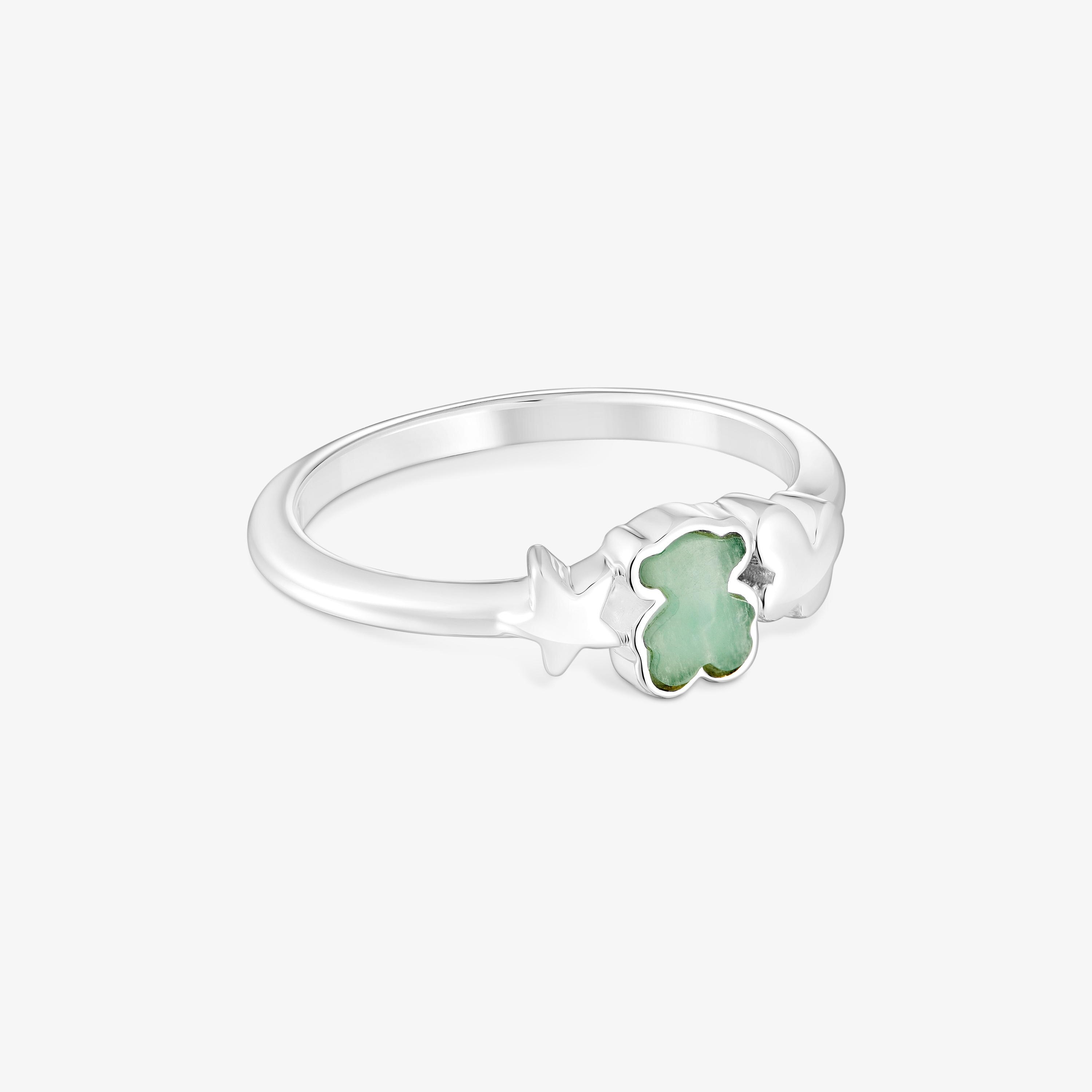Anillo de plata y amazonita oso Bold Motif