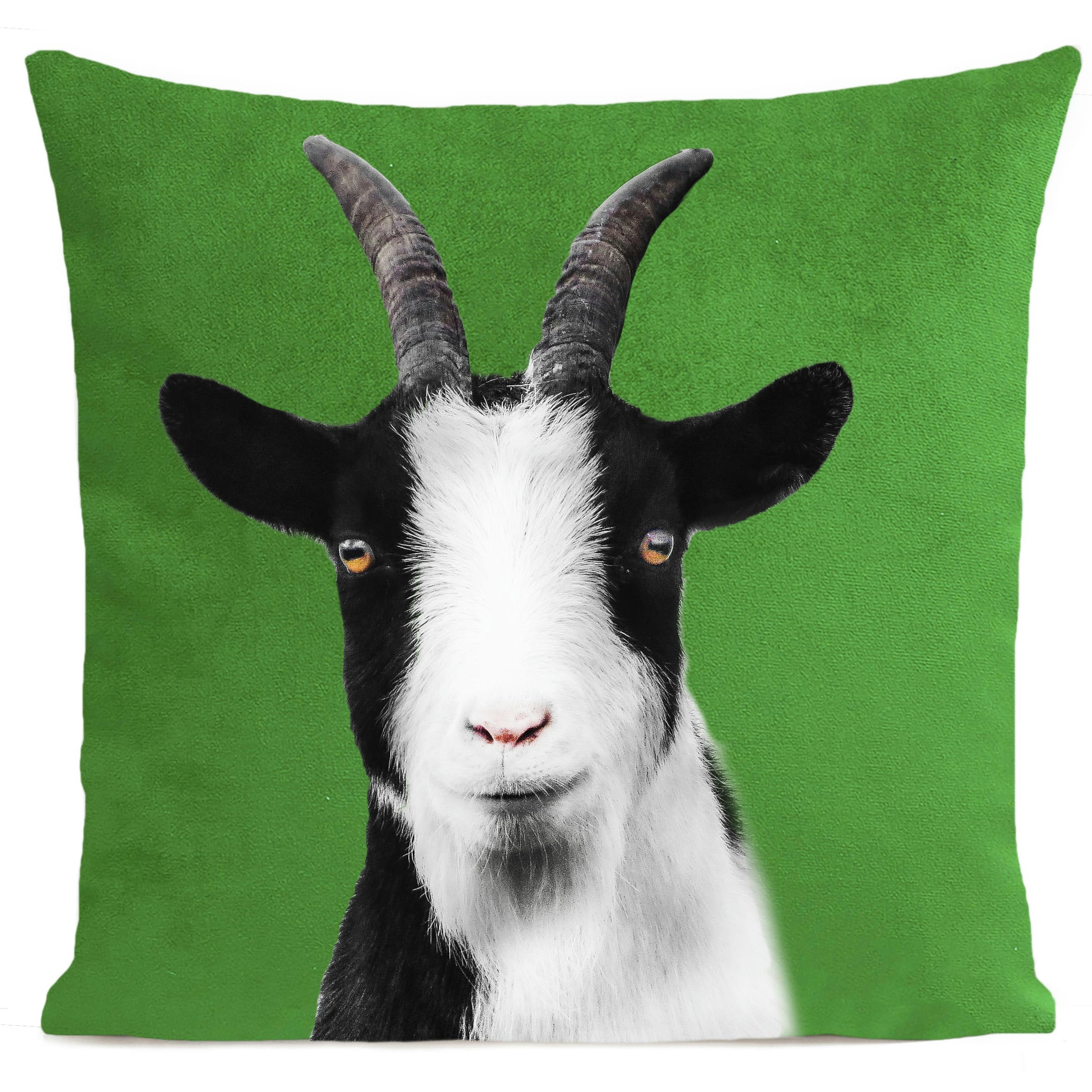 - Coussin animal chèvre suédine vert 40x40cm