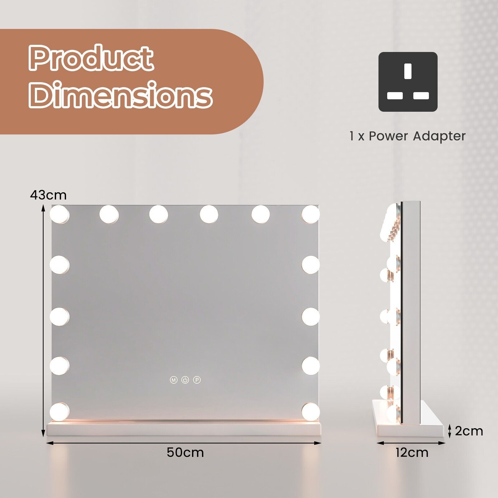 Costway Tabletop Vanity Mirror with Lights Hollywood Makeup Mirror w/ 3 Color Lighting Modes