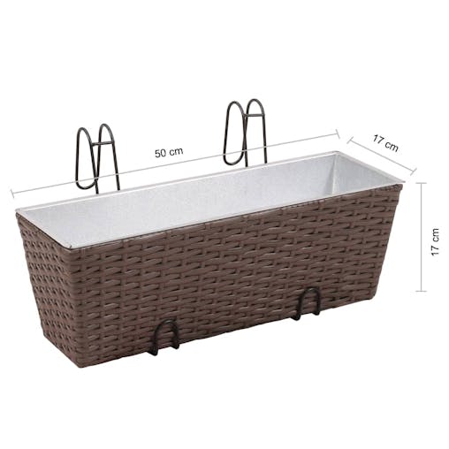 NNEVL Balcony Trapezoid Rattan Planter Set 50 cm 2 pcs Brown