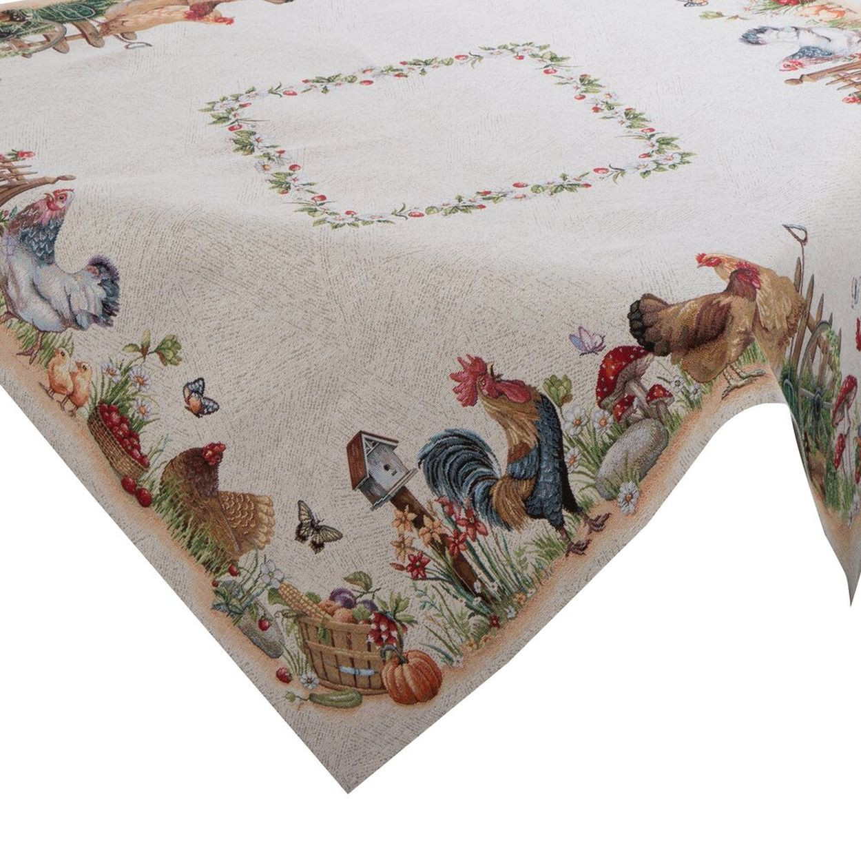 Obrus gobelinowy 1287/NAT 100x100 cm wiosenny dekoracyjny beżowy
