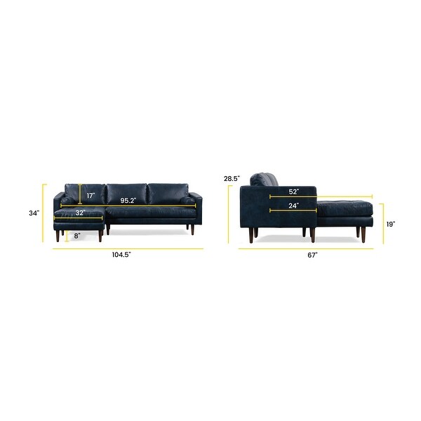 Poly and Bark Napa Left Sectional Sofa - Genuine Italian Leather