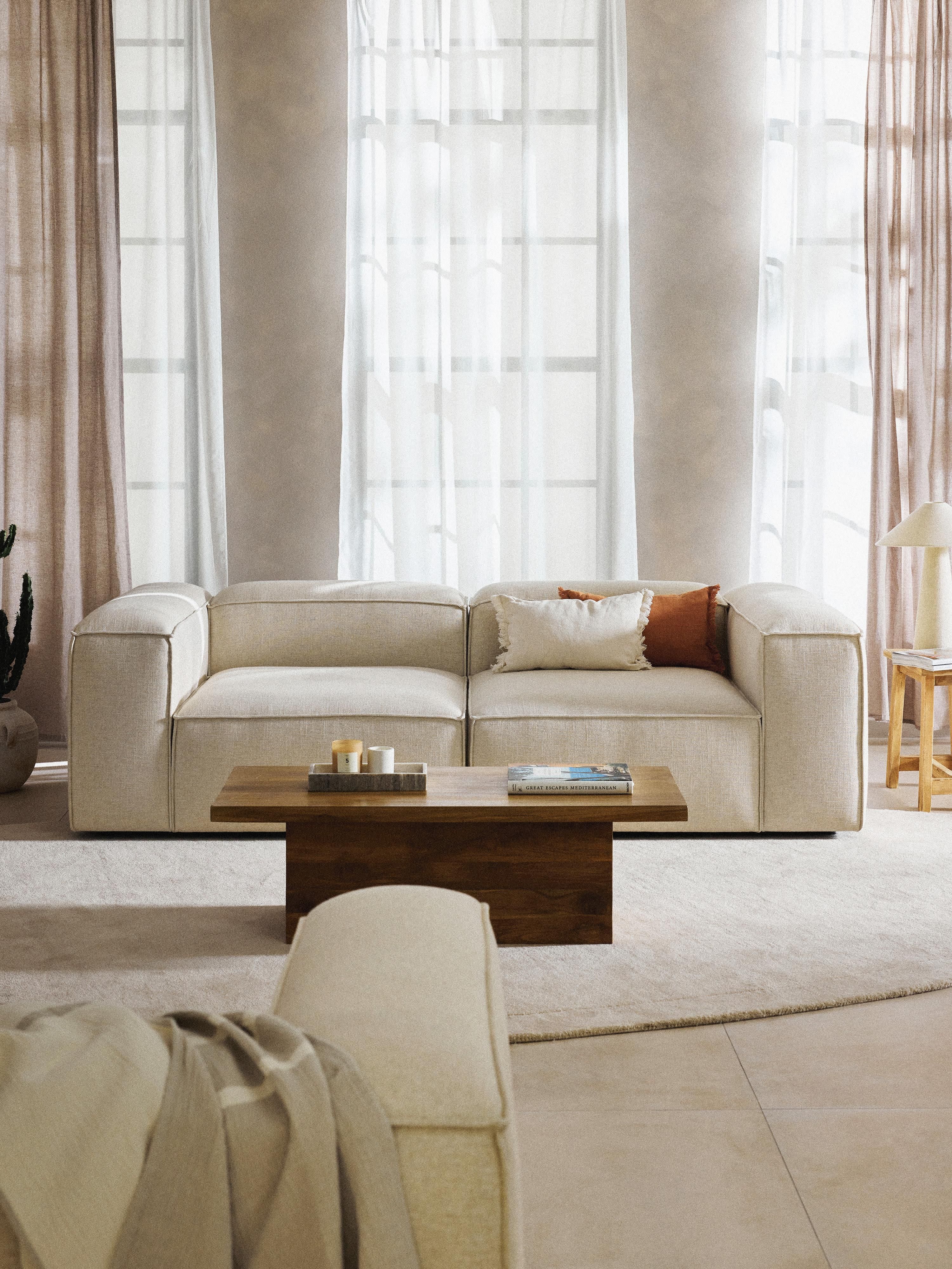 Modulares Sofa Lennon (3-Sitzer) aus Leinen-Mix
