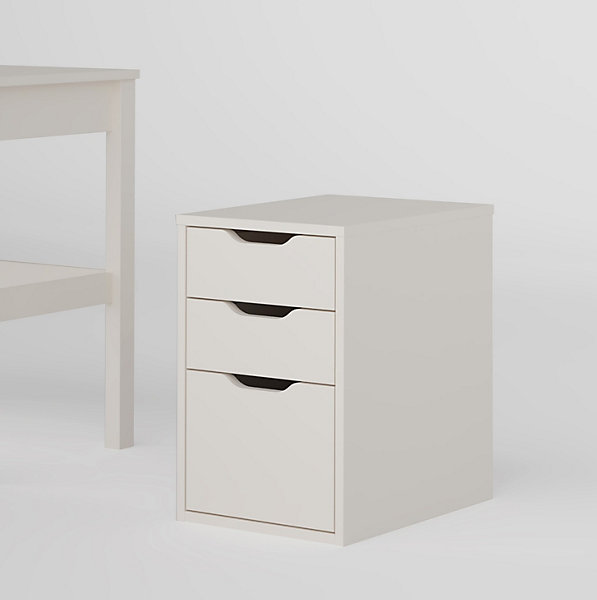 Caisson de bureau 3 tiroirs avec roulettes blanc H. 57,8 cm x L. 37,2 cm