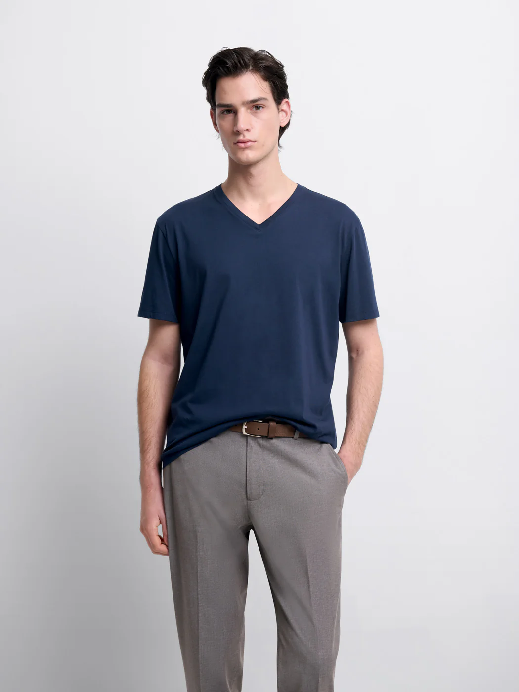 T-shirt col V en coton Supima®