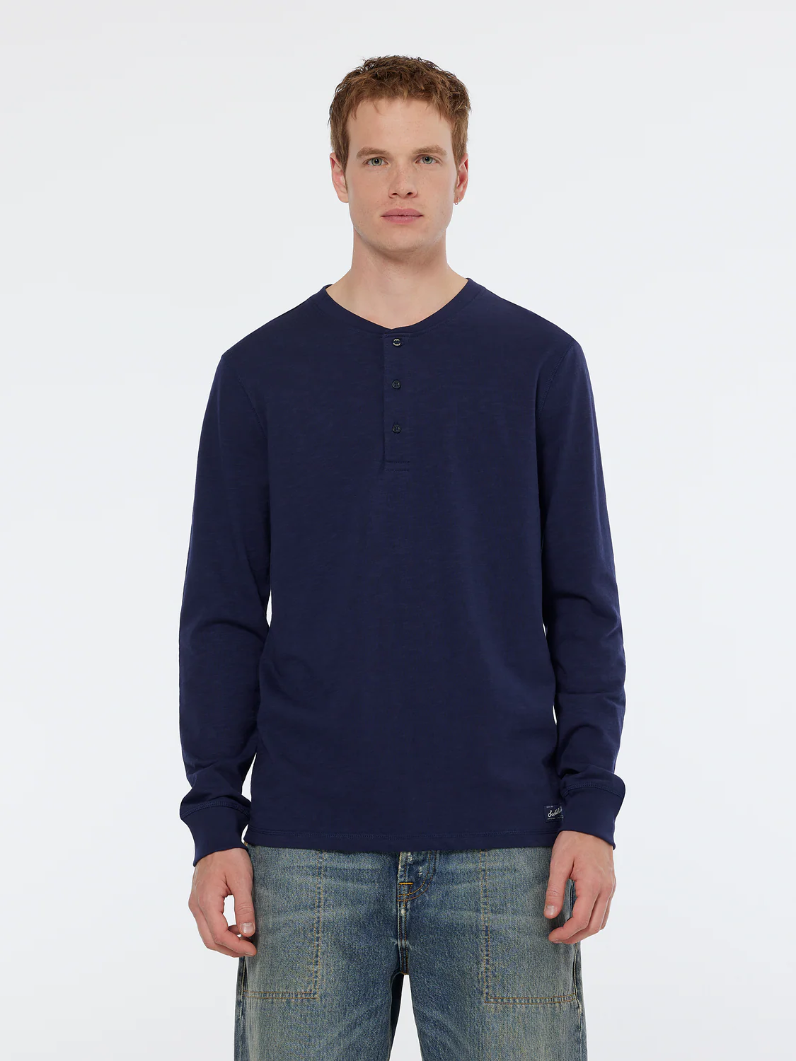 Slub Henley Regular Fit Long Sleeve T-Shirt